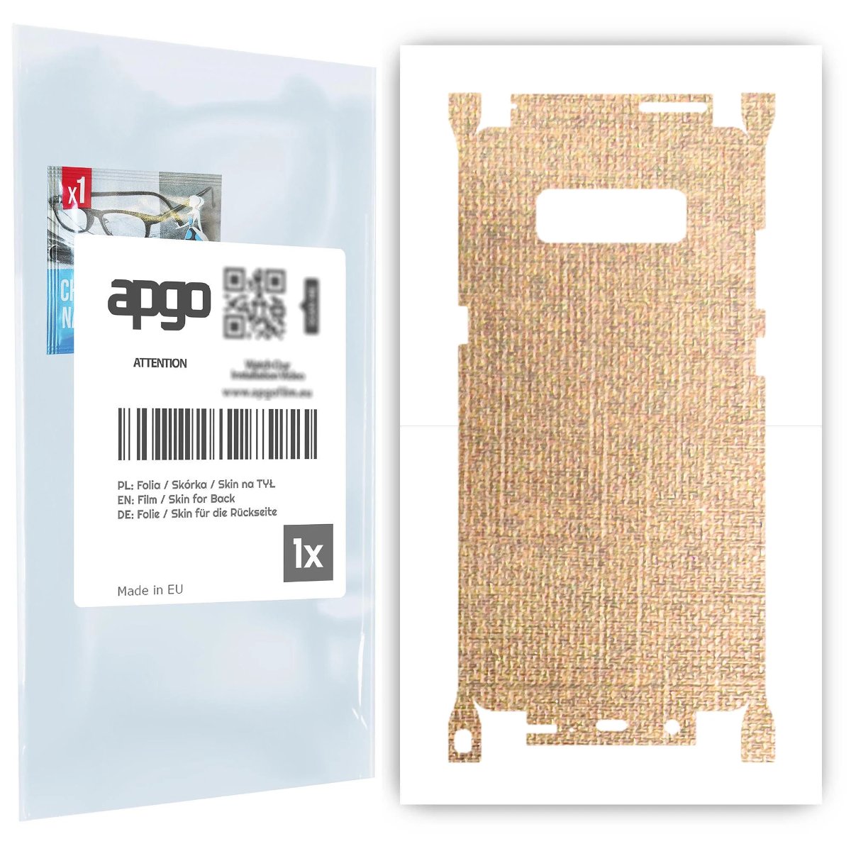 Folia naklejka skórka strukturalna na TYŁ+BOKI do Samsung Galaxy Note 8 -  Tkanina Denim Beżowy - apgo SKINS