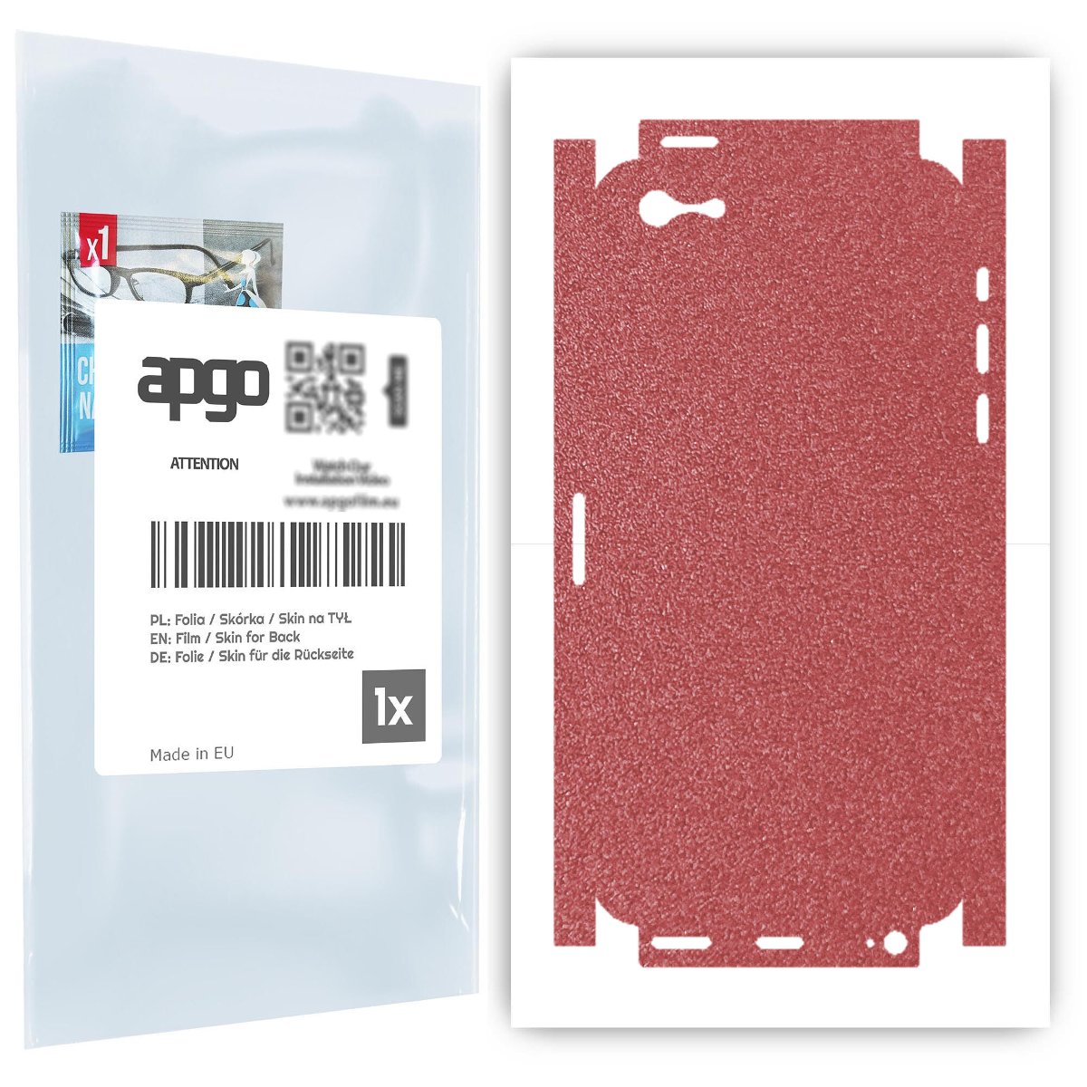 Folia naklejka skórka strukturalna na TYŁ+BOKI do Apple iPhone 5s -  Różowy Pastel Matowy Chropowaty Baranek - apgo SKINS