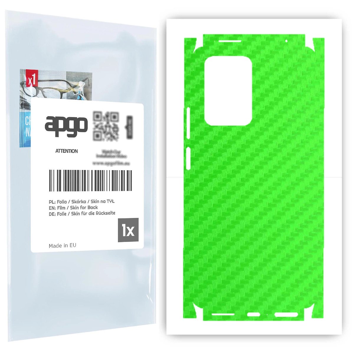 Folia naklejka skórka strukturalna na TYŁ+BOKI do Xiaomi 11T Pro -  Carbon Zielony - apgo SKINS