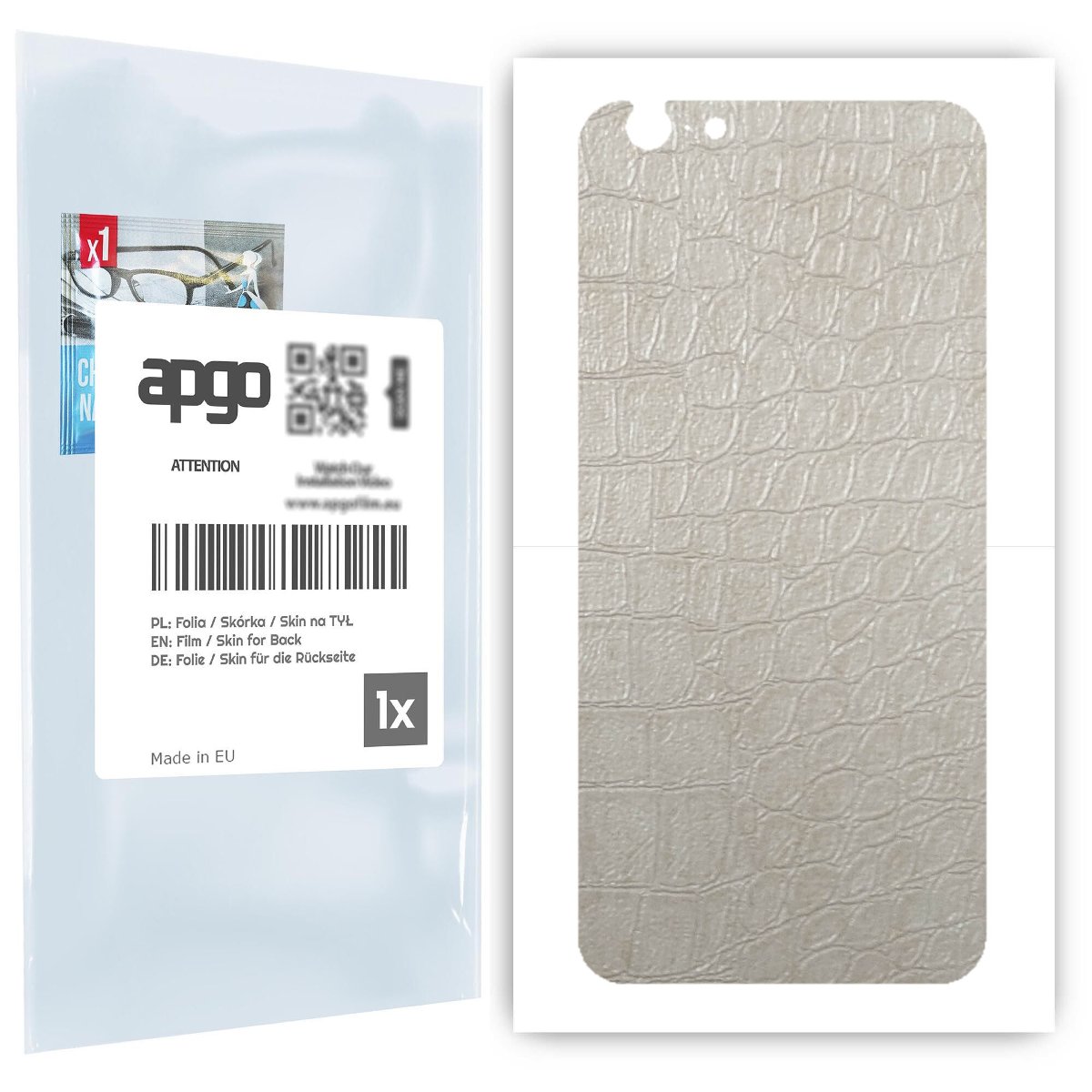 Folia naklejka skórka strukturalna na TYŁ do Apple iPhone 6s -  Skóra Krokodyla Biała - apgo SKINS