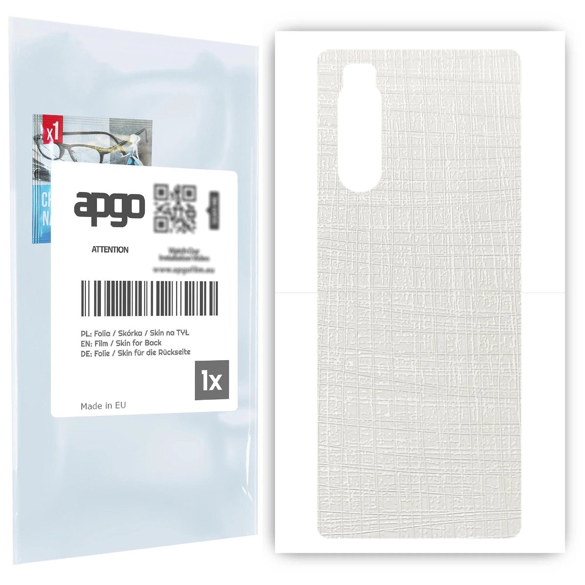 Folia naklejka skórka strukturalna na TYŁ do Sony Xperia 5 -  Tkanina Biała - apgo SKINS