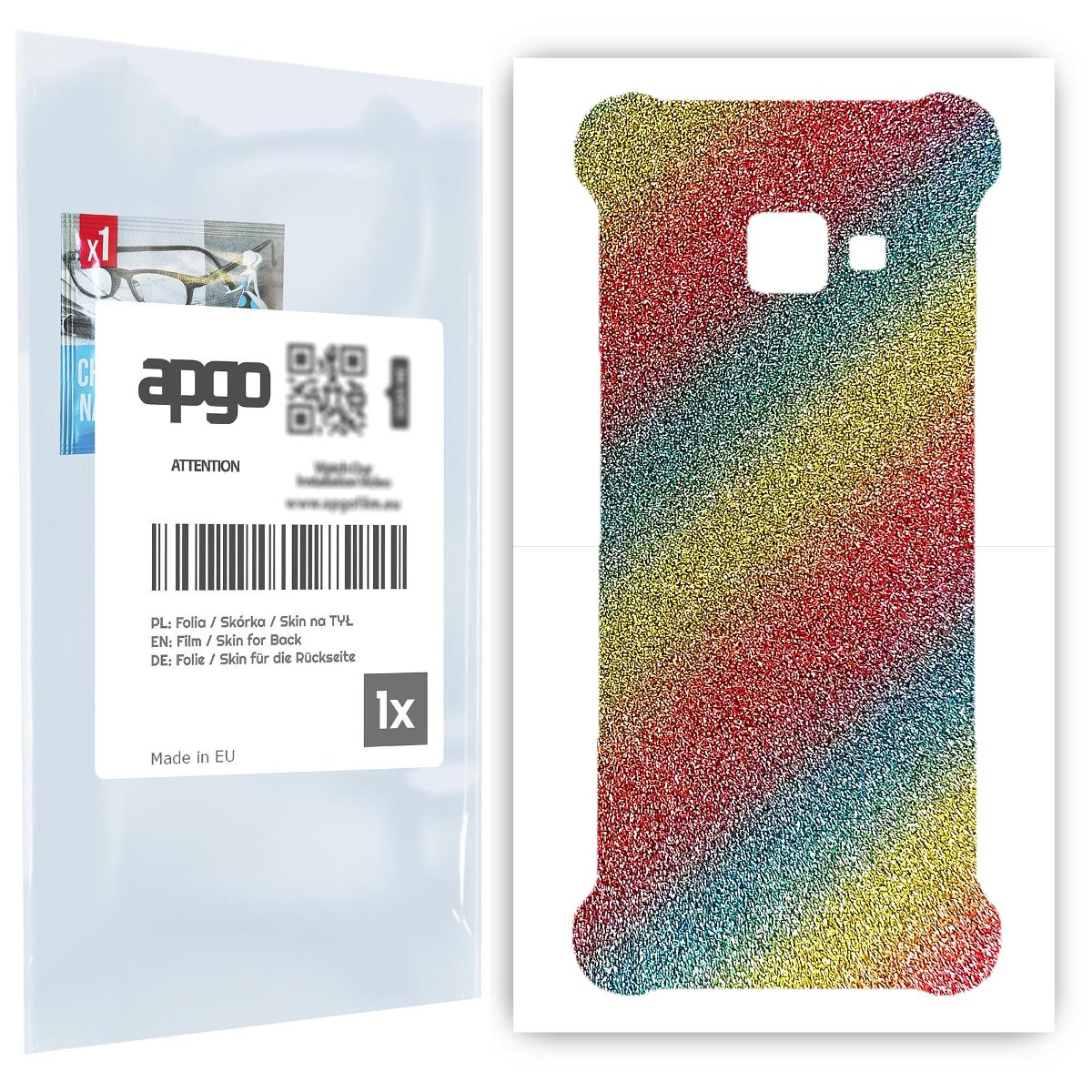 Folia naklejka skórka strukturalna na TYŁ do Samsung Galaxy Xcover 4 -  Brokat Tęcza - apgo SKINS