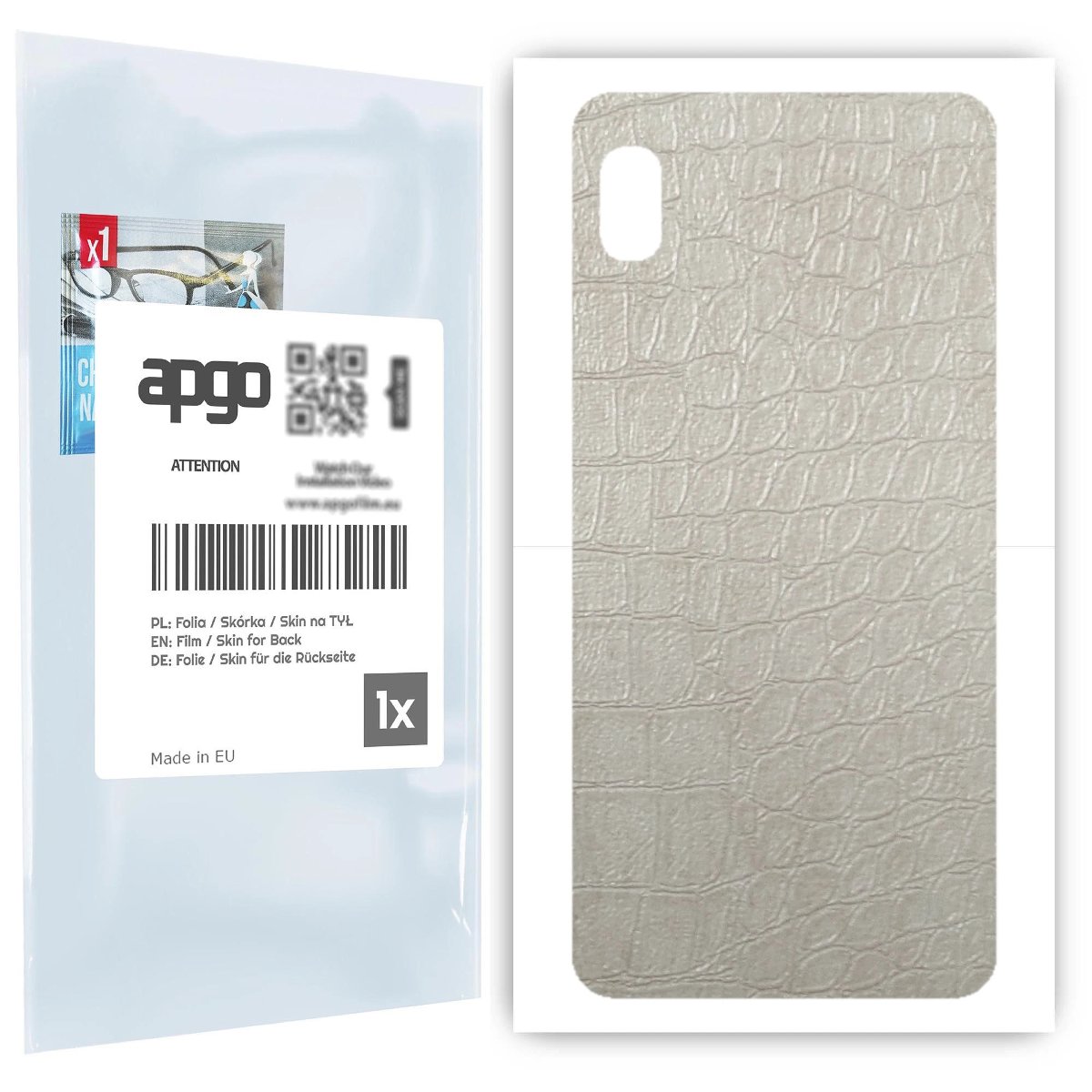 Folia naklejka skórka strukturalna na TYŁ do Samsung Galaxy A10 -  Skóra Krokodyla Biała - apgo SKINS