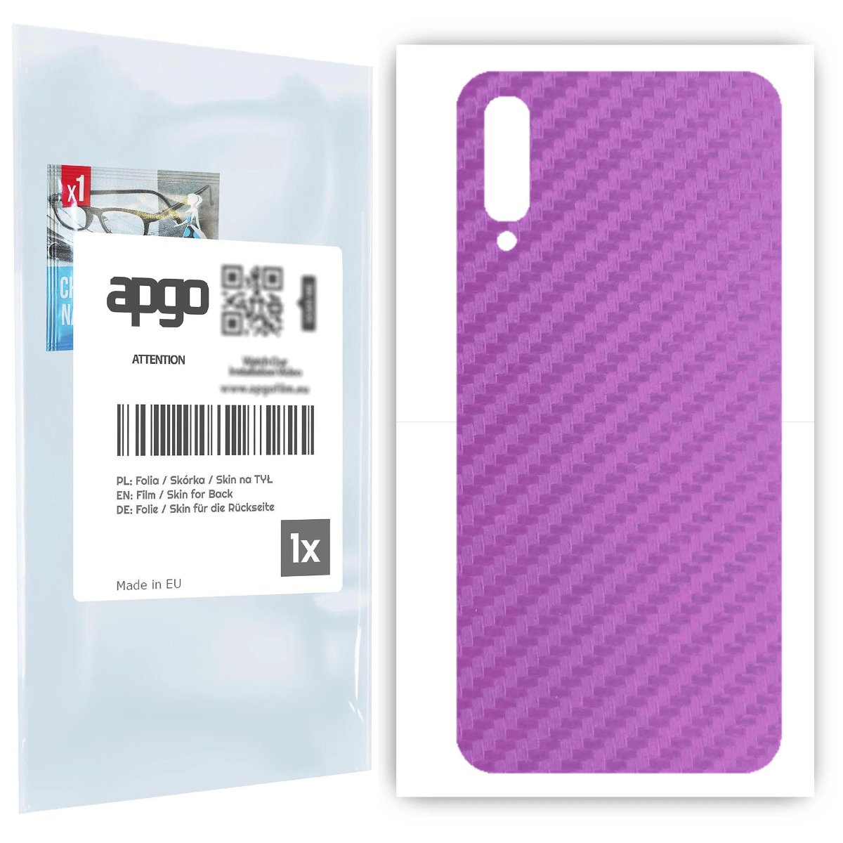 Folia naklejka skórka strukturalna na TYŁ do Samsung Galaxy A70 -  Carbon Fioletowy - apgo SKINS