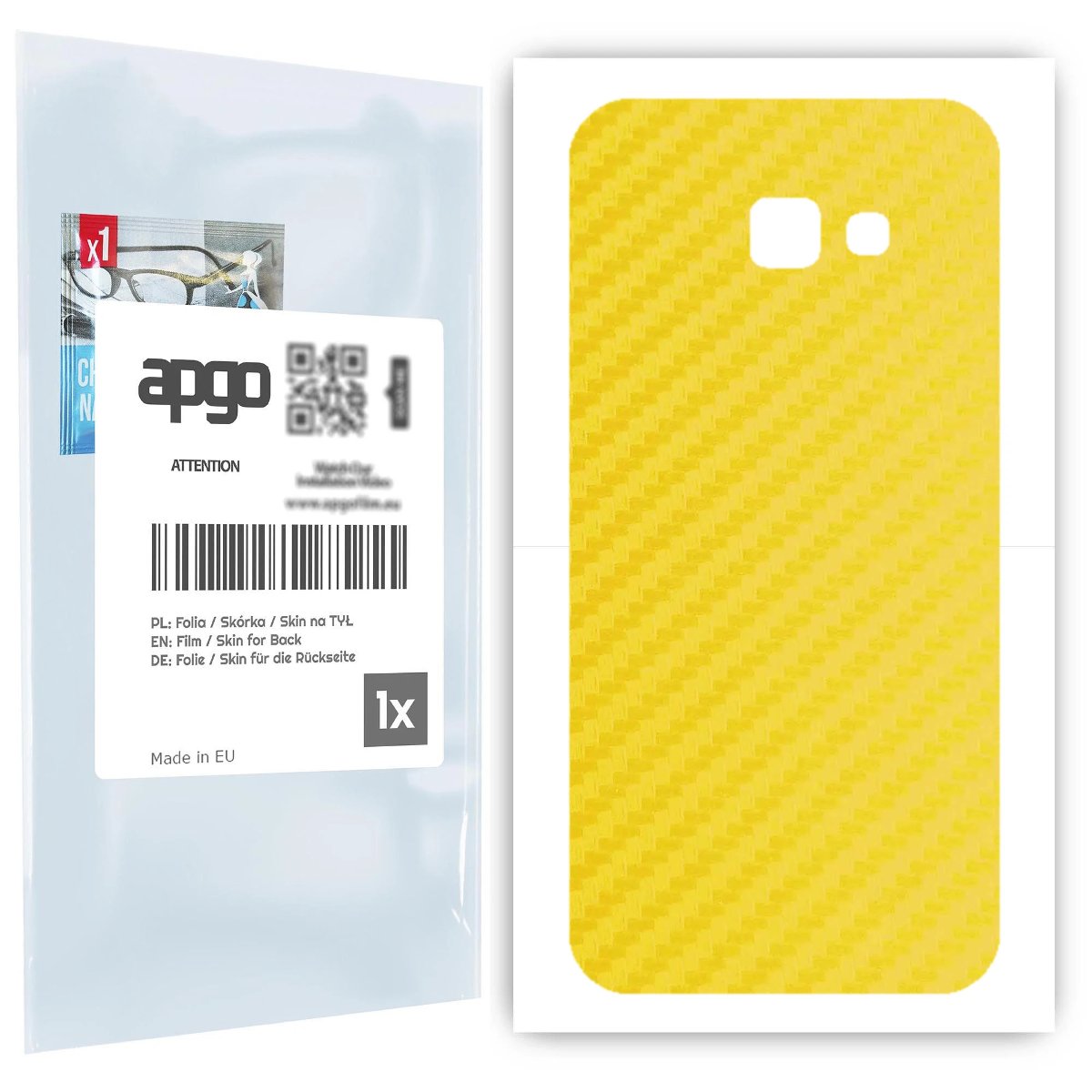 Folia naklejka skórka strukturalna na TYŁ do Samsung Galaxy A5 (2017) -  Carbon Żółty - apgo SKINS