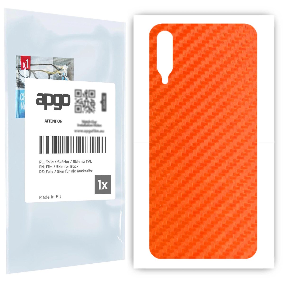 Folia naklejka skórka strukturalna na TYŁ do Samsung Galaxy A30s -  Carbon Pomarańczowy - apgo SKINS
