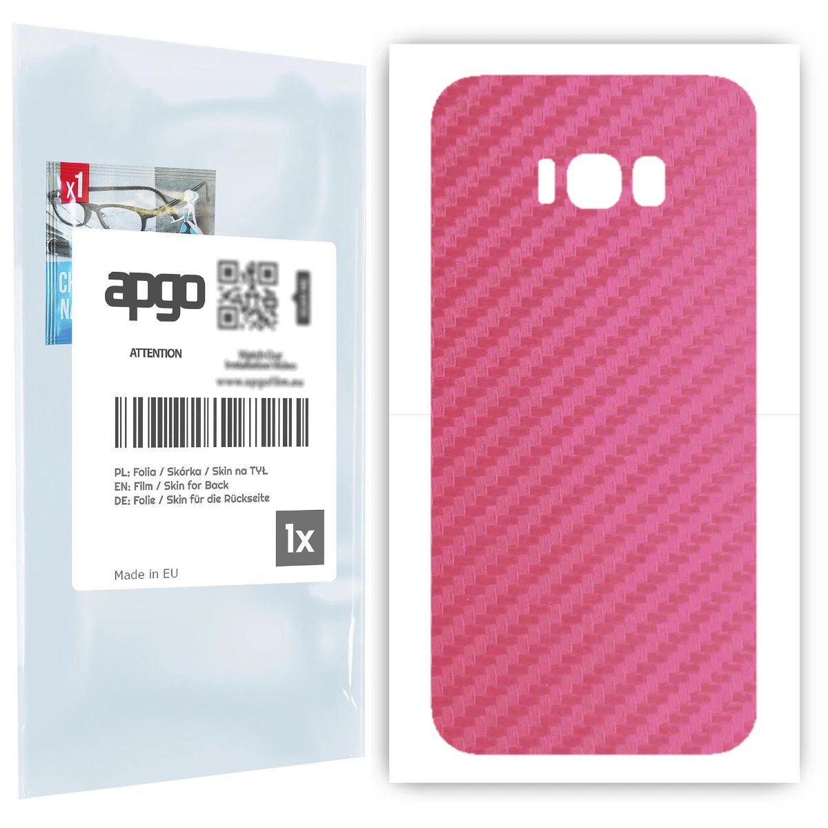 Folia naklejka skórka strukturalna na TYŁ do Samsung Galaxy S8+ -  Carbon Różowy - apgo SKINS