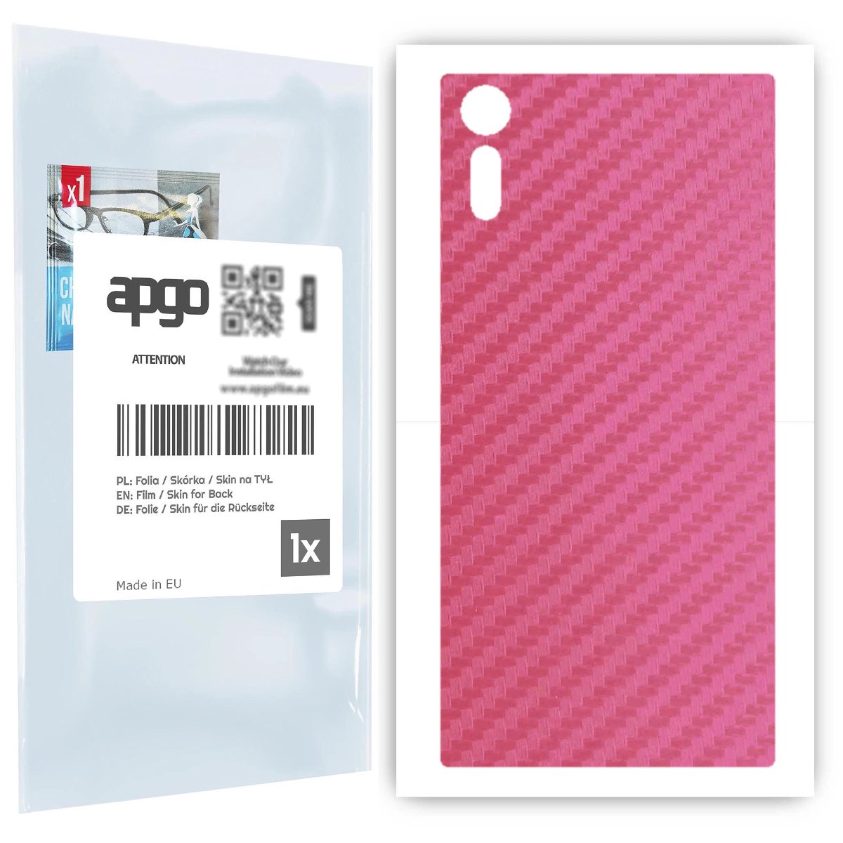 Folia naklejka skórka strukturalna na TYŁ do Sony Xperia XZ -  Carbon Różowy - apgo SKINS