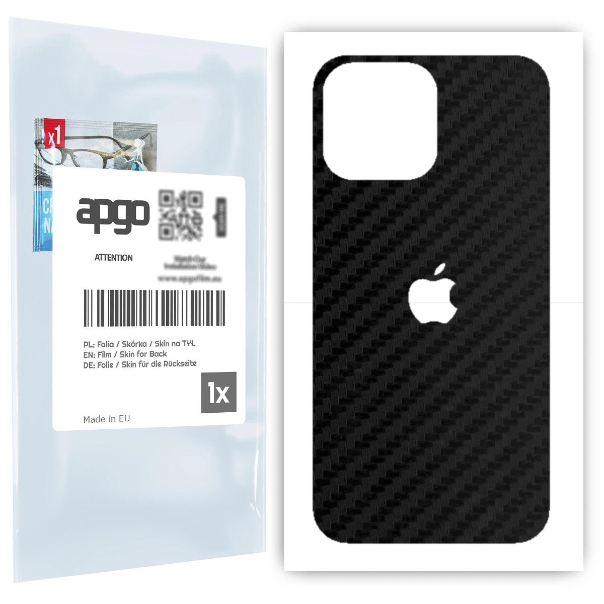 Folia naklejka skórka strukturalna na TYŁ do Apple iPhone 13 Pro Max -  Carbon Czarny - apgo SKINS