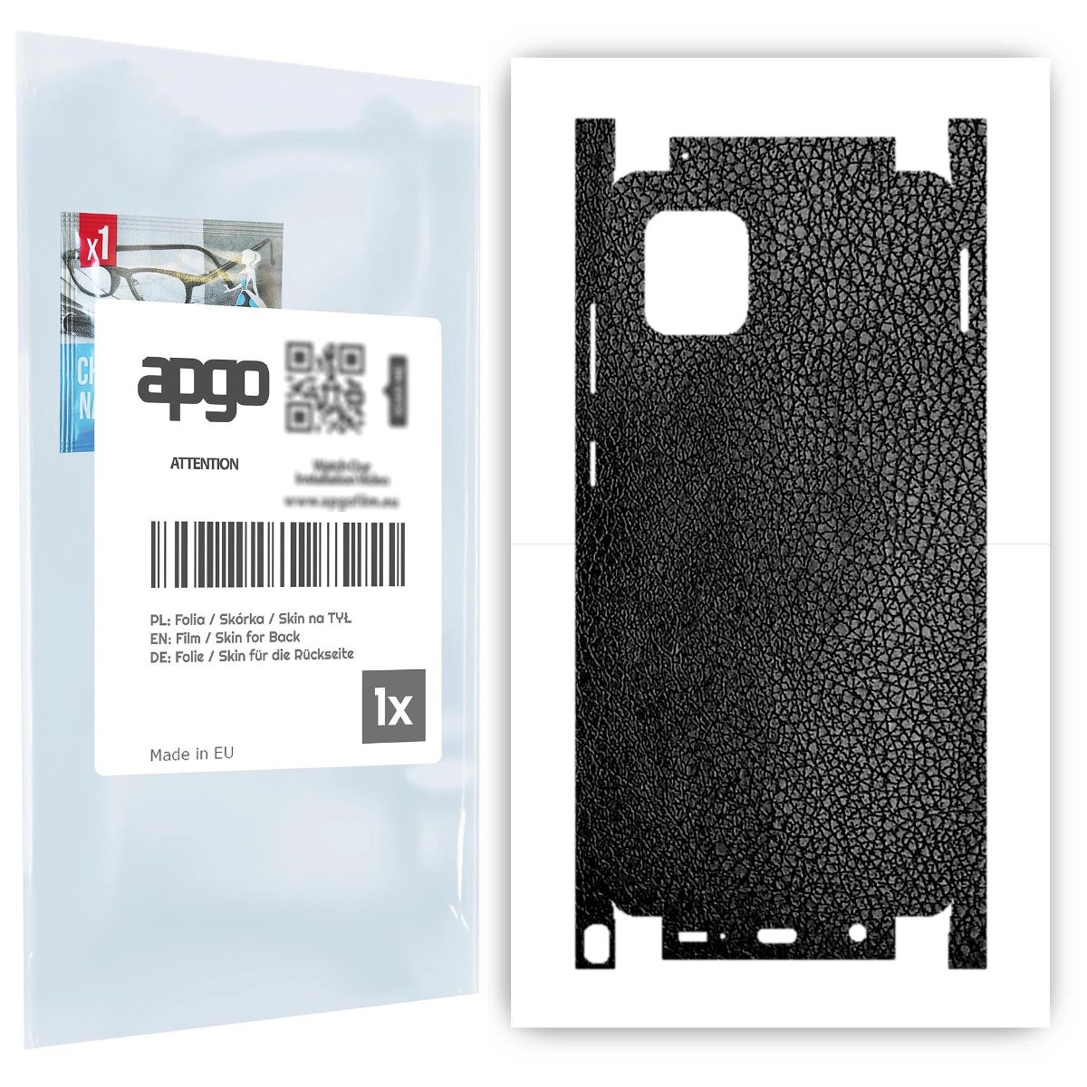 Folia naklejka skórka strukturalna na TYŁ+BOKI do Samsung Galaxy Note 10 Lite -  Skóra Czarna - apgo SKINS