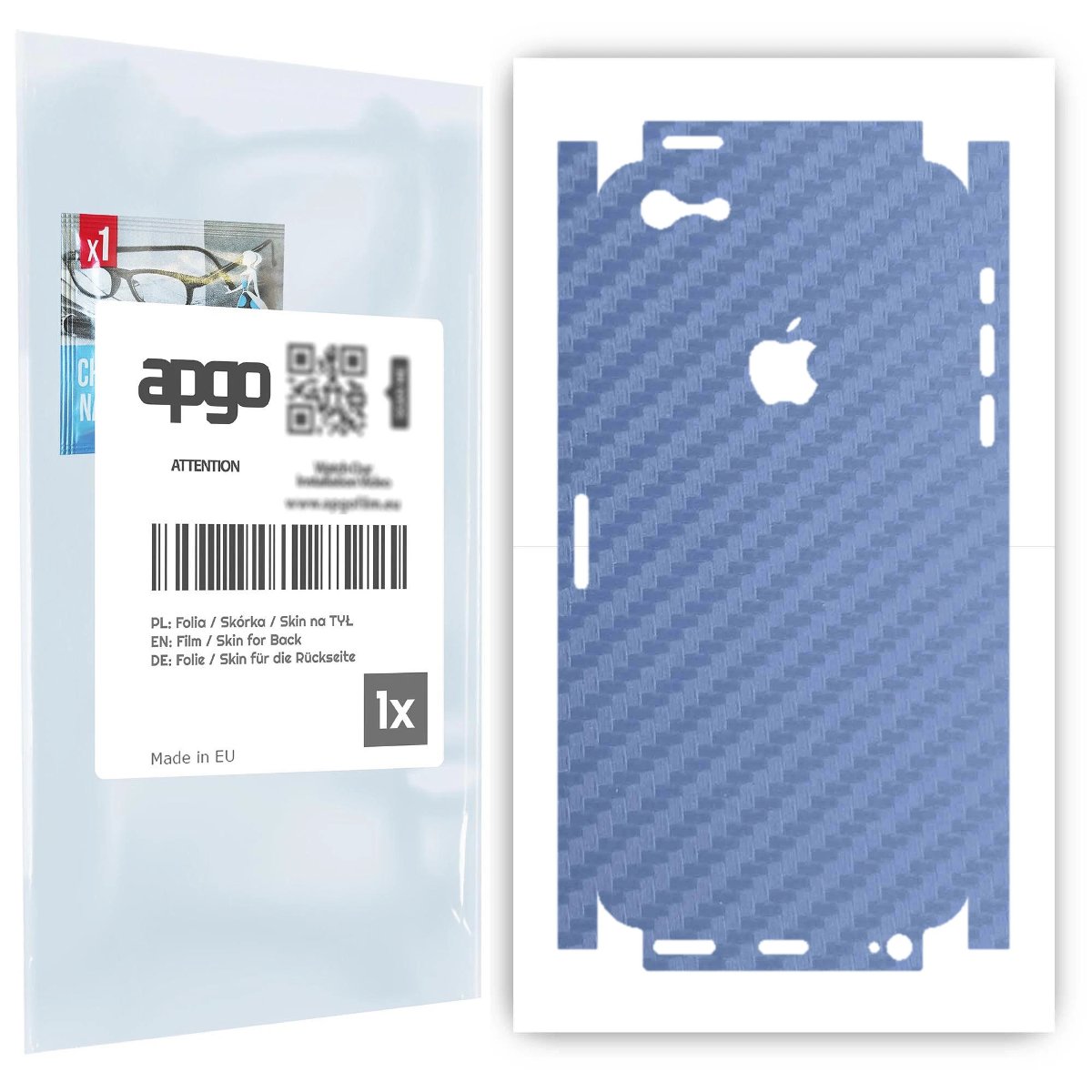 Folia naklejka skórka strukturalna na TYŁ+BOKI do Apple iPhone 5s -  Carbon Granatowy - apgo SKINS