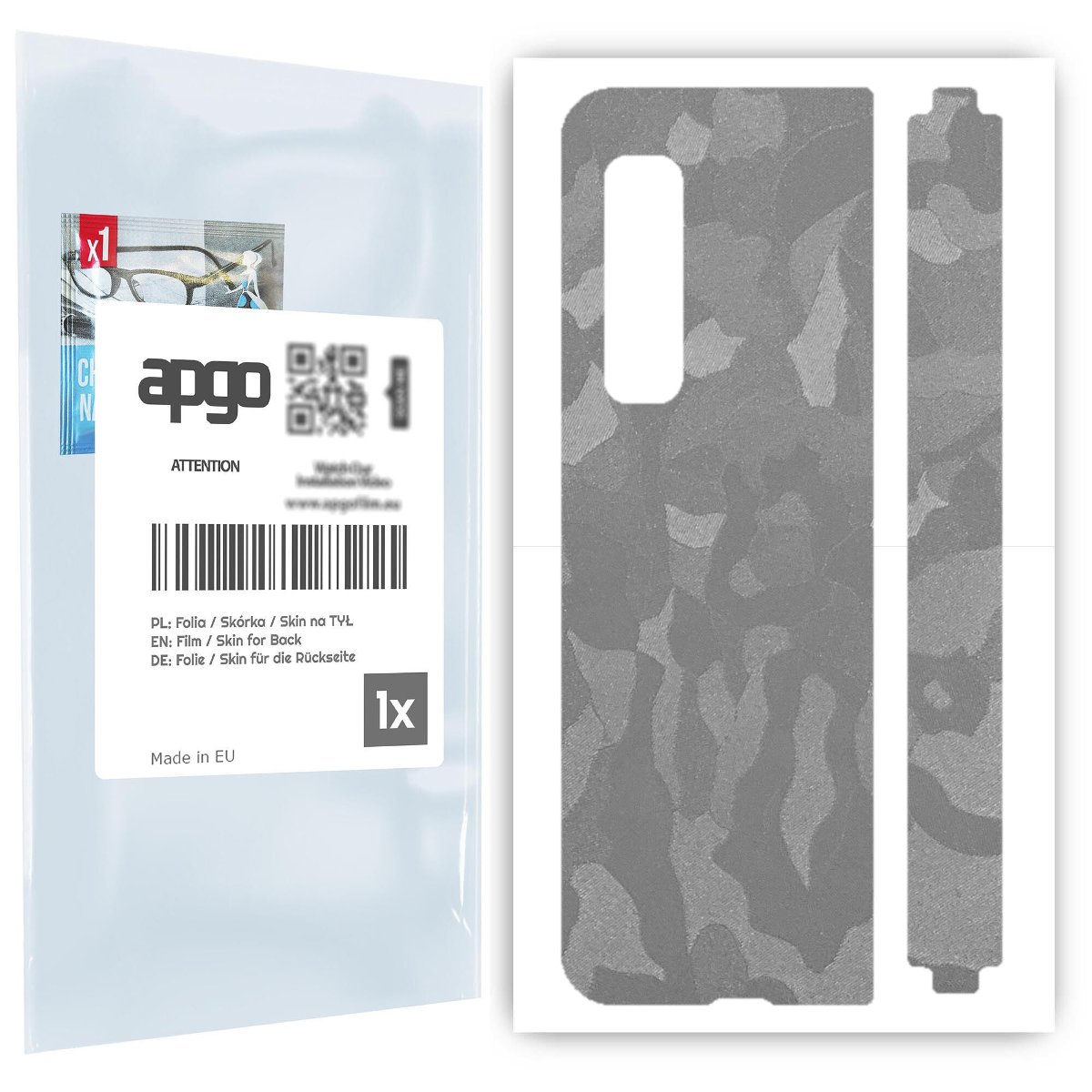 Folia naklejka skórka strukturalna na TYŁ do Samsung Galaxy Fold 5G -  Moro | Camo Srebrny - apgo SKINS