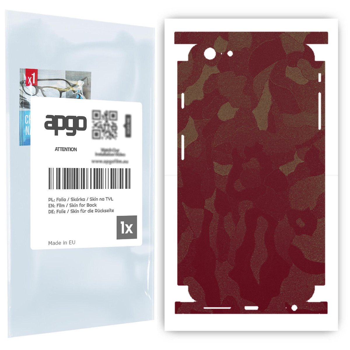 Folia naklejka skórka strukturalna na TYŁ+BOKI do Apple iPhone 6 Plus -  Moro | Camo Bordowy - apgo SKINS