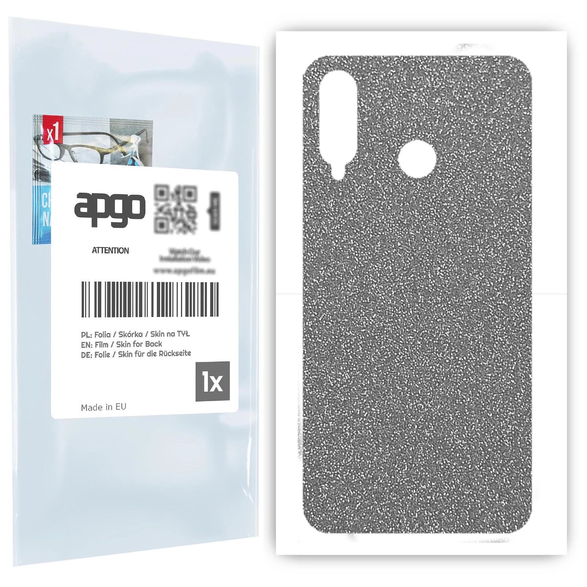Folia naklejka skórka strukturalna na TYŁ do Huawei P30 lite New Edition -  Brokat Srebrny - apgo SKINS