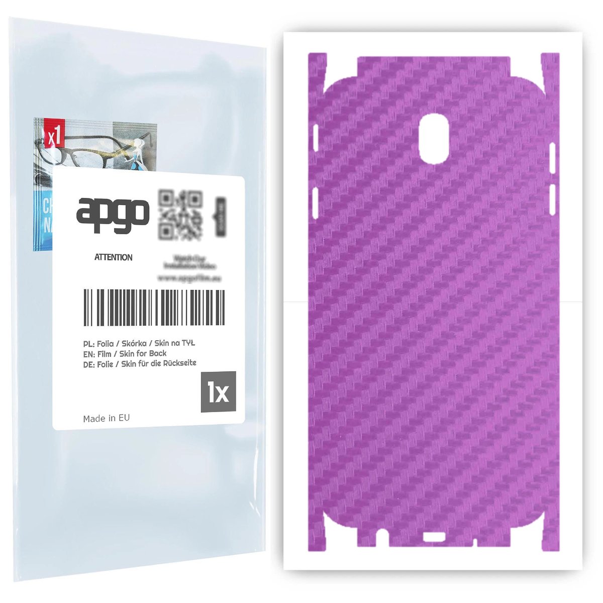 Folia naklejka skórka strukturalna na TYŁ+BOKI do Samsung Galaxy J7 (2017) -  Carbon Fioletowy - apgo SKINS