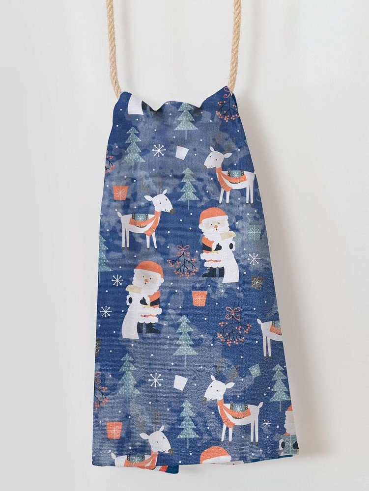 Darymex Ścierka kuchenna świąteczna 38x60 Mikołaje granatowa choinki renifery MKO-2331550