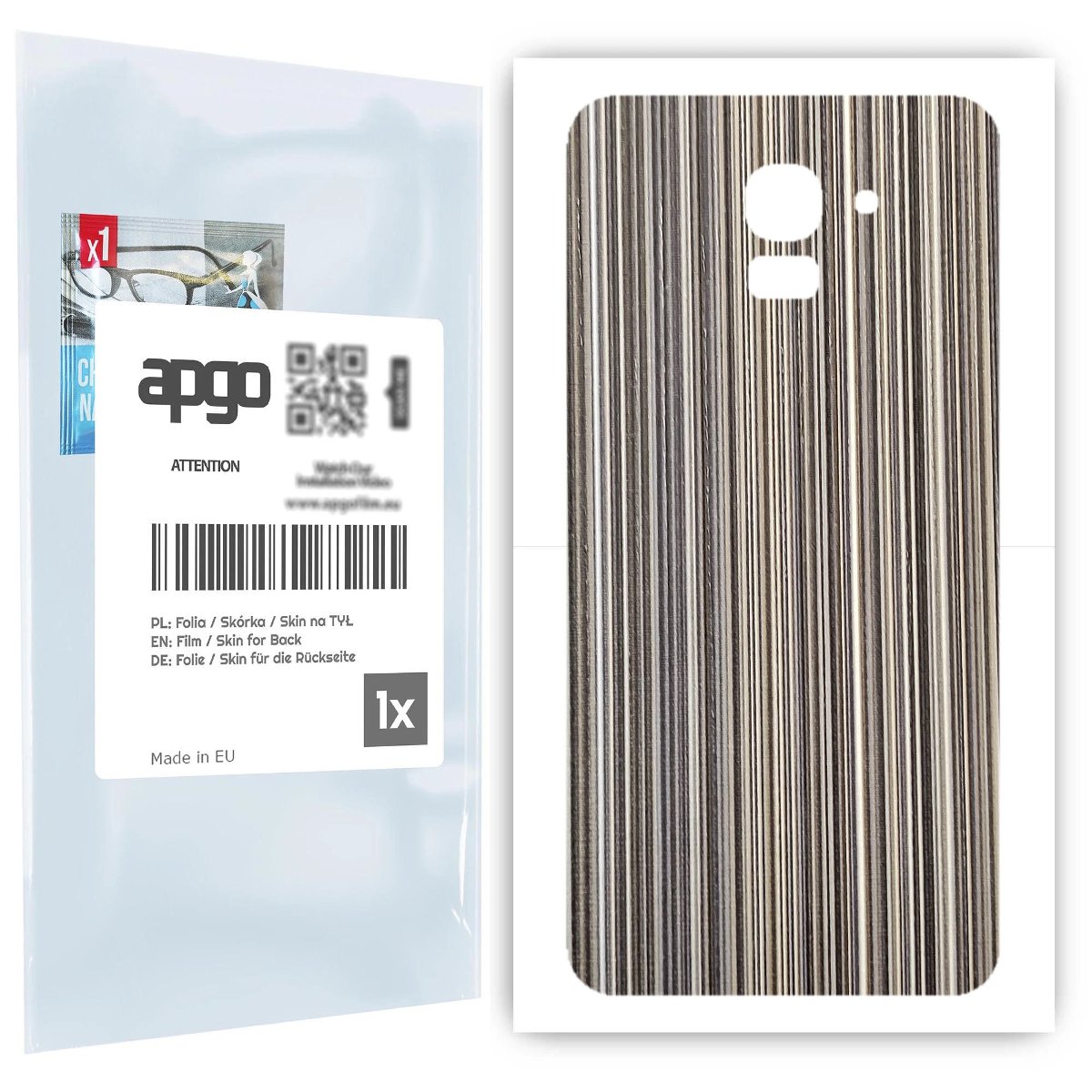 Folia naklejka skórka strukturalna na TYŁ do Samsung Galaxy J6 -  Tkanina Paski Mix - apgo SKINS