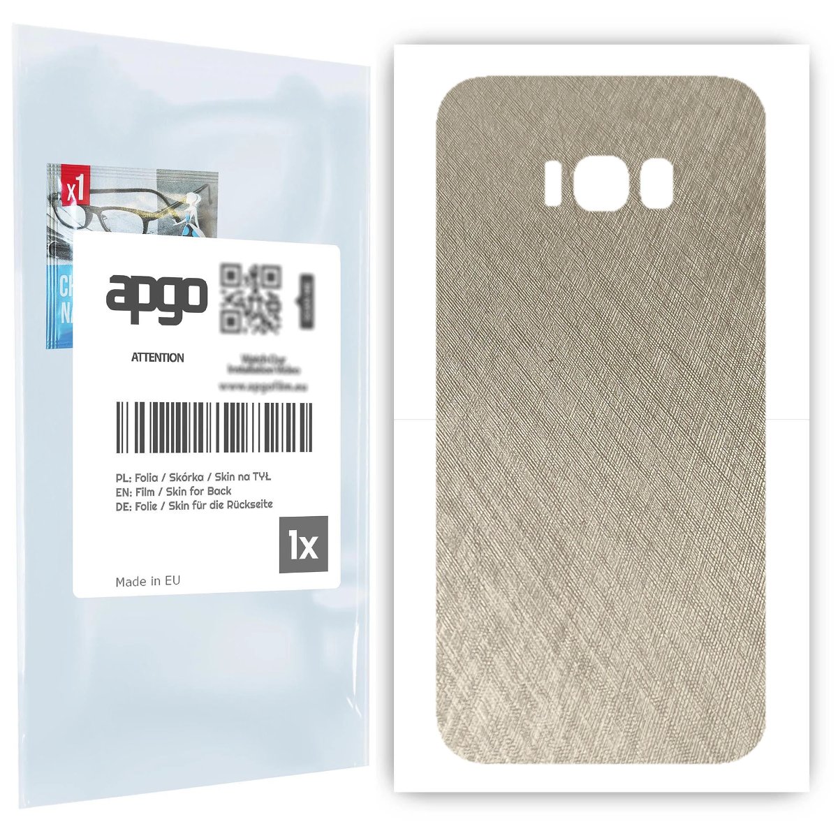 Folia naklejka skórka strukturalna na TYŁ do Samsung Galaxy S8+ -  Tytan Srebrny - apgo SKINS