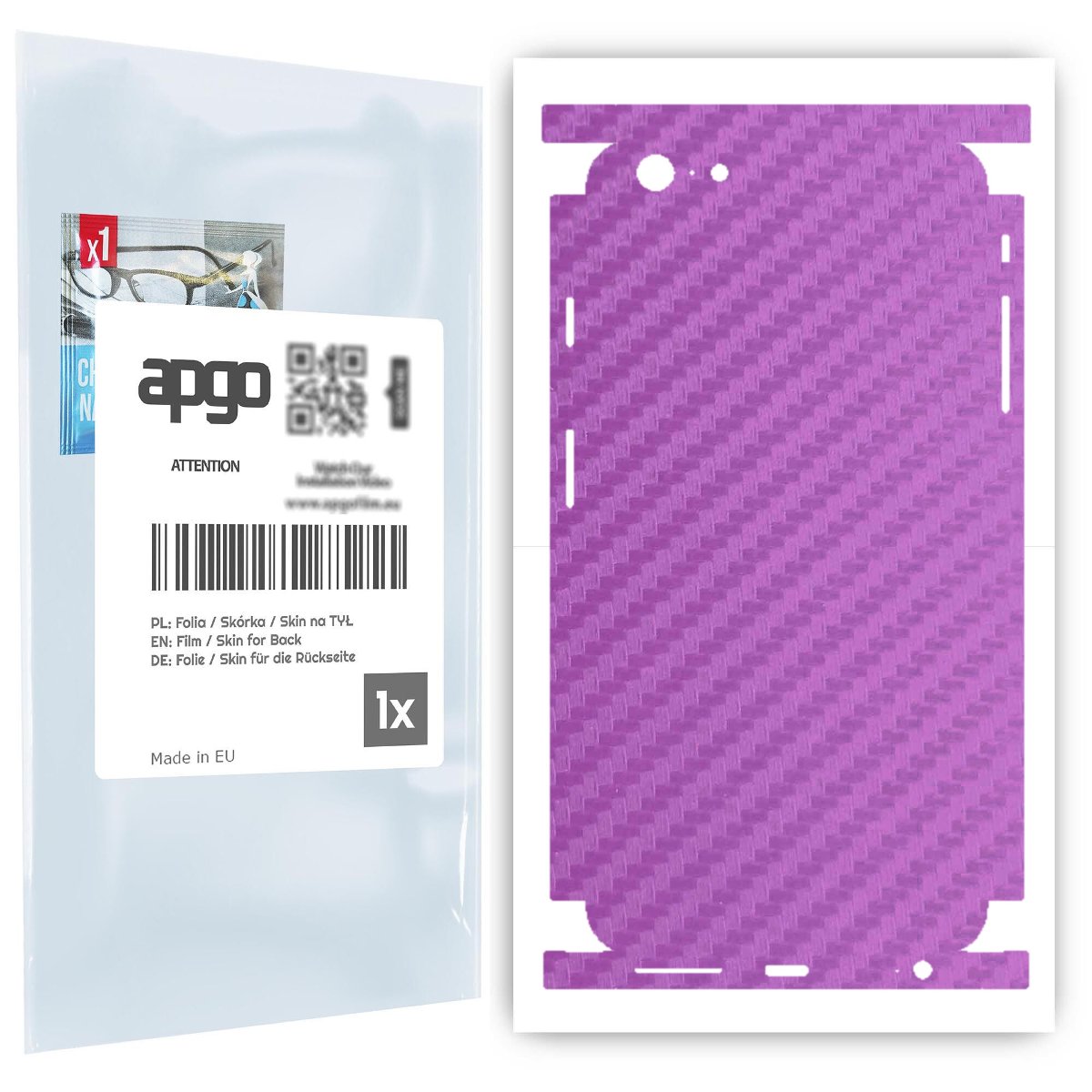 Folia naklejka skórka strukturalna na TYŁ+BOKI do Apple iPhone 6s Plus -  Carbon Fioletowy - apgo SKINS