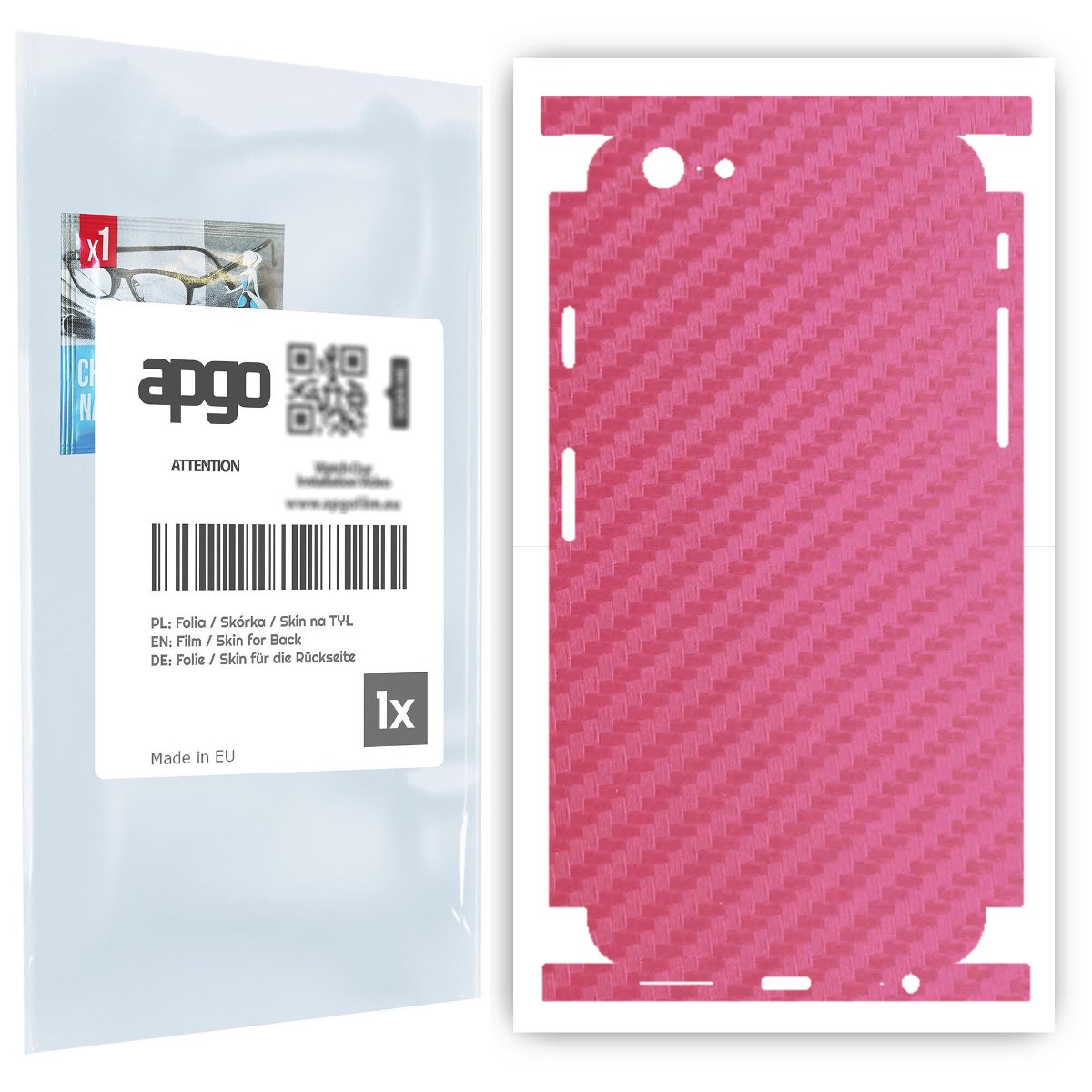 Folia naklejka skórka strukturalna na TYŁ+BOKI do Apple iPhone 6 -  Carbon Różowy - apgo SKINS