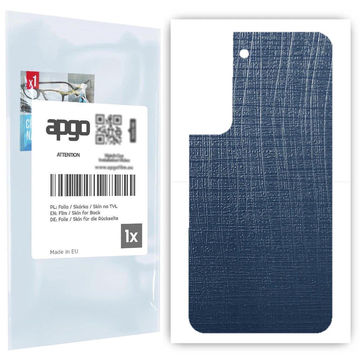 Folia naklejka skórka strukturalna na TYŁ do Samsung Galaxy S22 -  Tkanina Granatowa - apgo SKINS