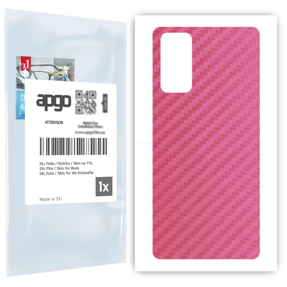 Folia naklejka skórka strukturalna na TYŁ do Samsung Galaxy S20 FE -  Carbon Różowy - apgo SKINS