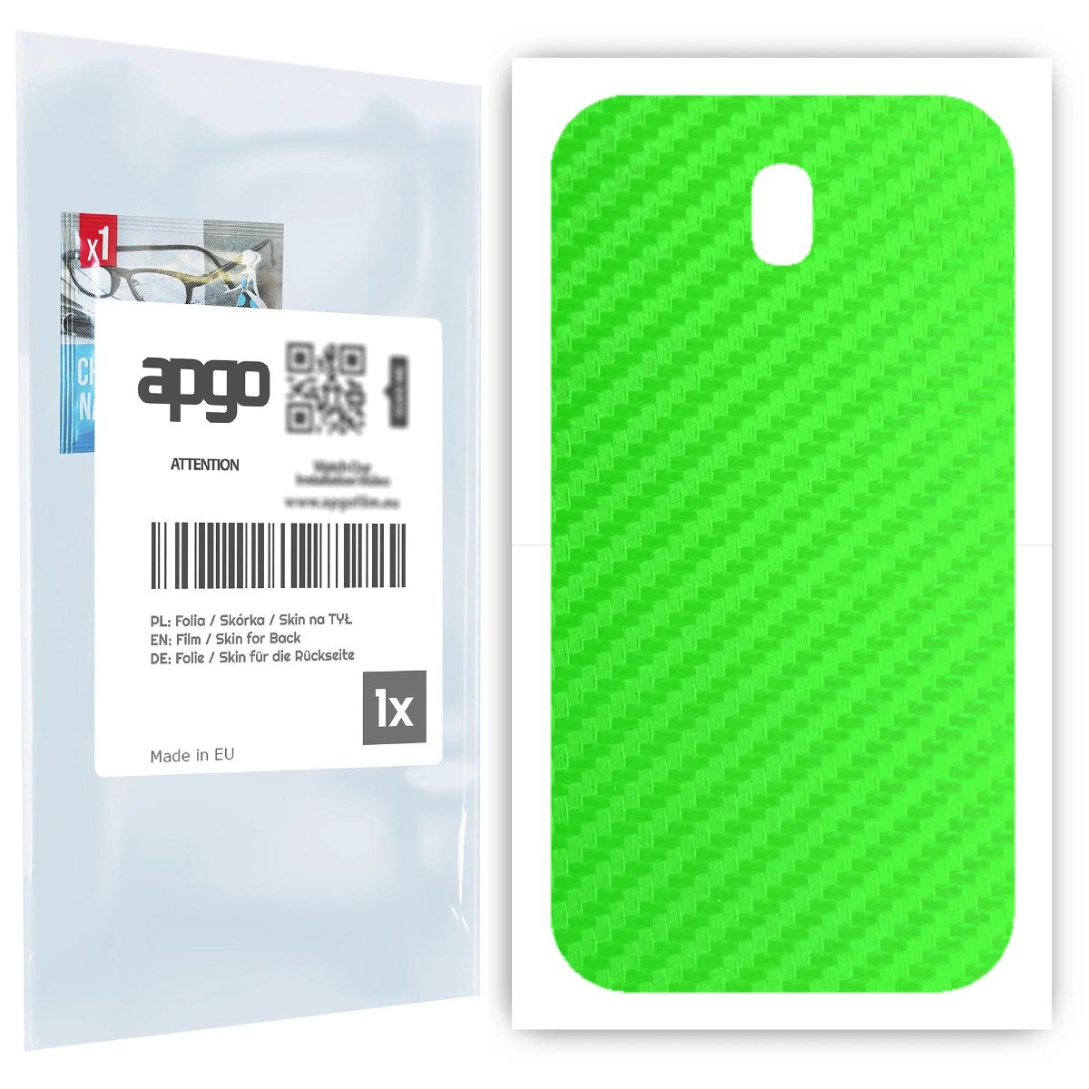 Folia naklejka skórka strukturalna na TYŁ do Samsung Galaxy J7 (2017) -  Carbon Zielony - apgo SKINS