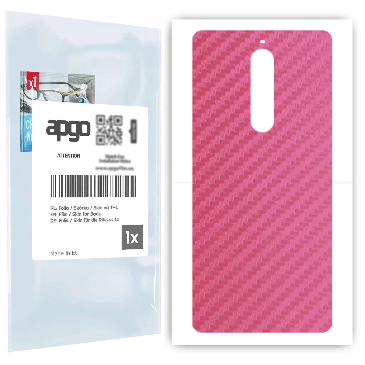 Folia naklejka skórka strukturalna na TYŁ do Nokia 5.1 -  Carbon Różowy - apgo SKINS