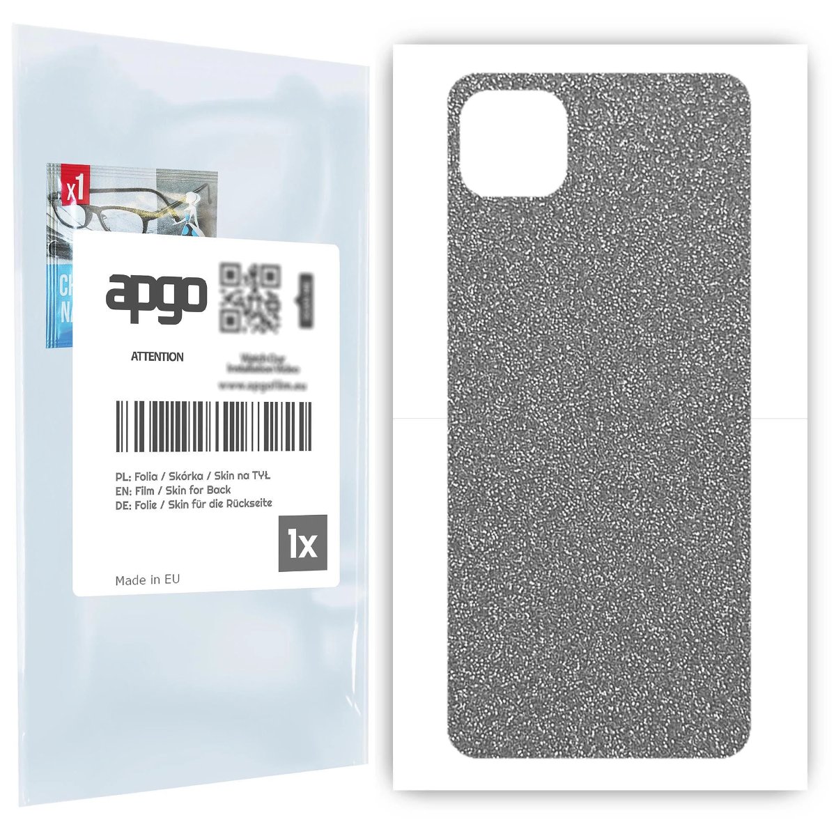 Folia naklejka skórka strukturalna na TYŁ do Samsung Galaxy A22 5G -  Brokat Srebrny - apgo SKINS