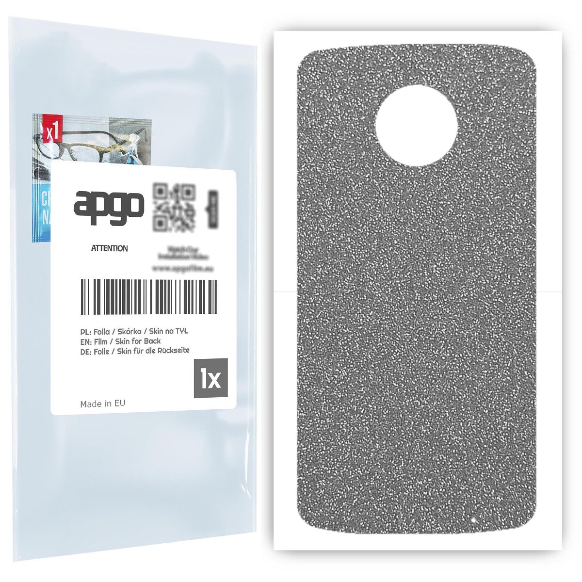 Folia naklejka skórka strukturalna na TYŁ do Motorola Moto G6 Plus -  Brokat Srebrny - apgo SKINS