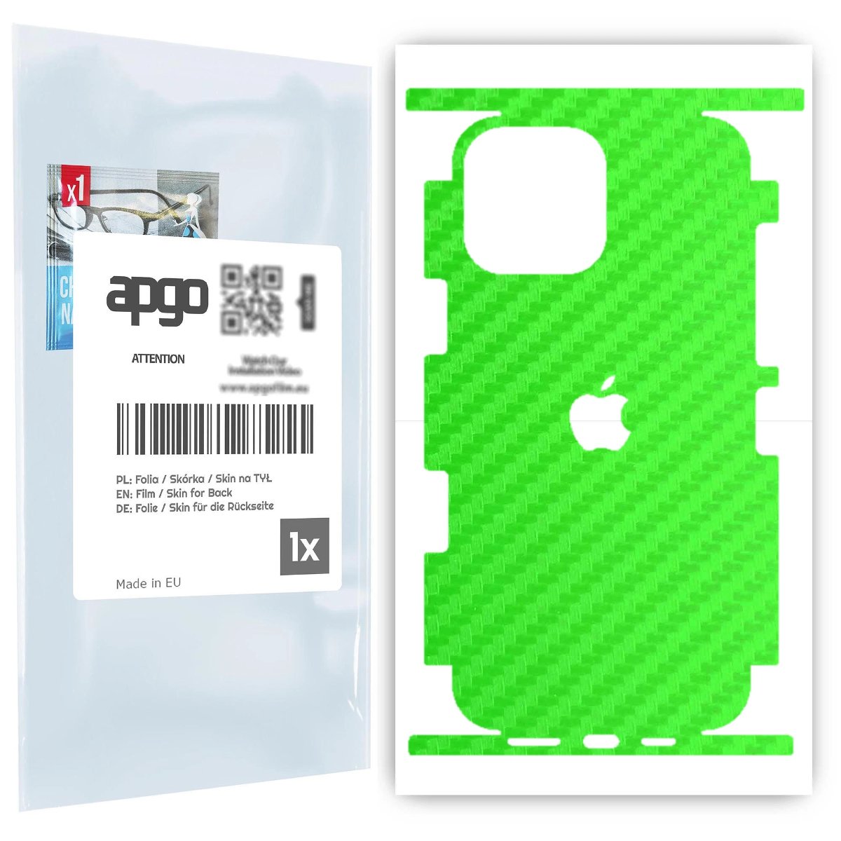 Folia naklejka skórka strukturalna na TYŁ+BOKI do Apple iPhone 13 Pro Max -  Carbon Zielony - apgo SKINS