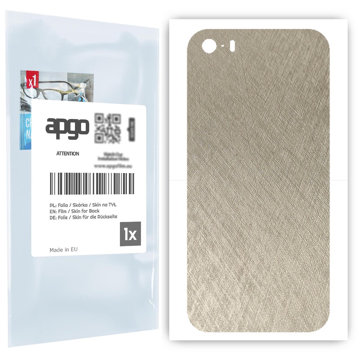 Folia naklejka skórka strukturalna na TYŁ do Apple iPhone 5 -  Tytan Srebrny - apgo SKINS