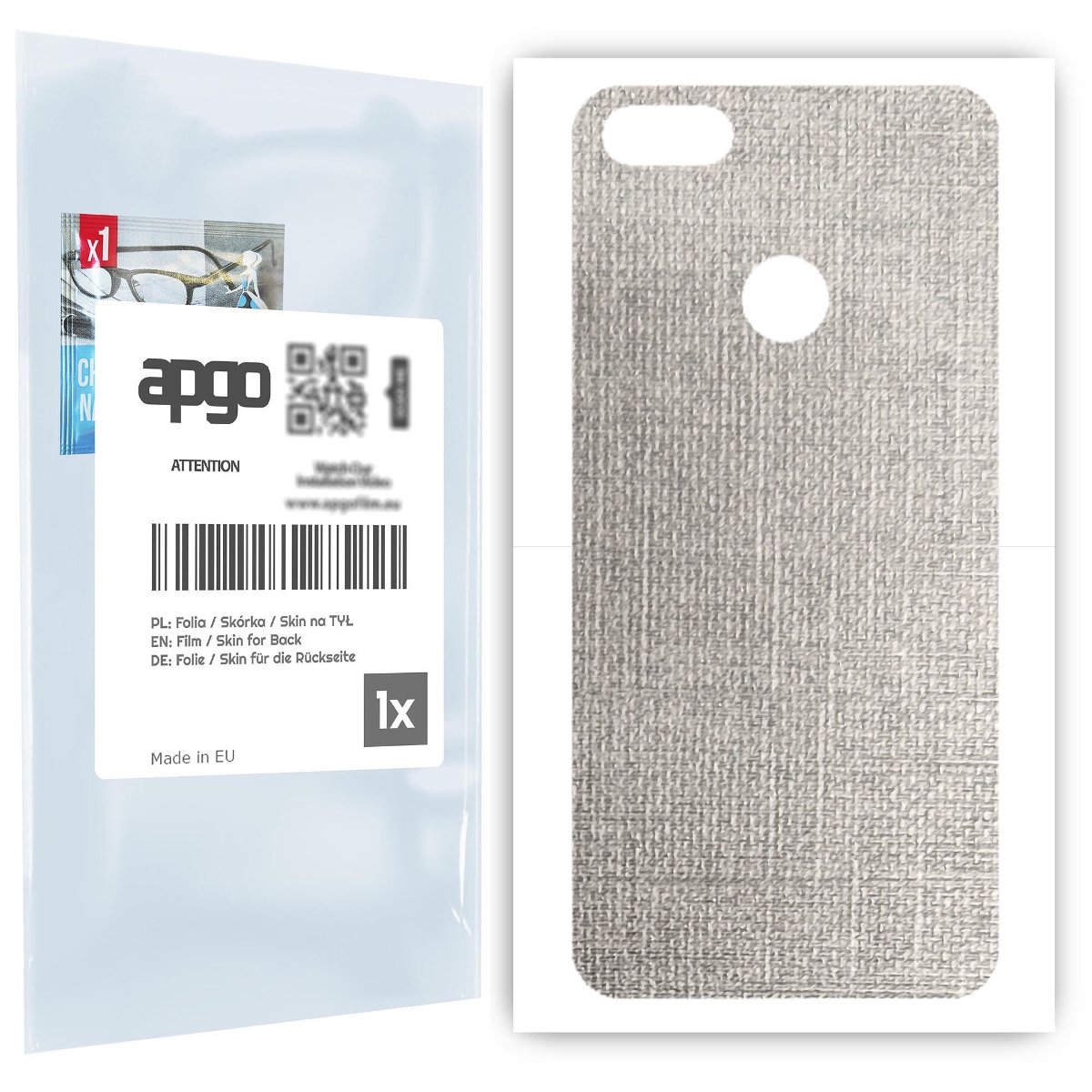 Folia naklejka skórka strukturalna na TYŁ do TP-Link Neffos C9A -  Tkanina Denim Szary - apgo SKINS