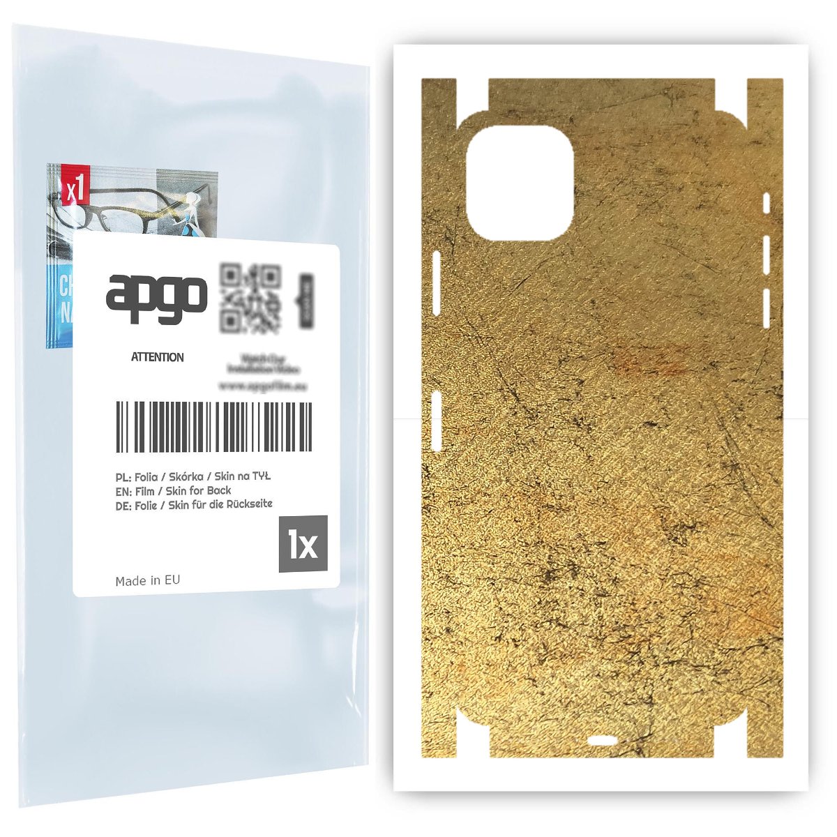 Folia naklejka skórka strukturalna na TYŁ+BOKI do Apple iPhone 11 Pro Max -  Antyczne Złoto - apgo SKINS
