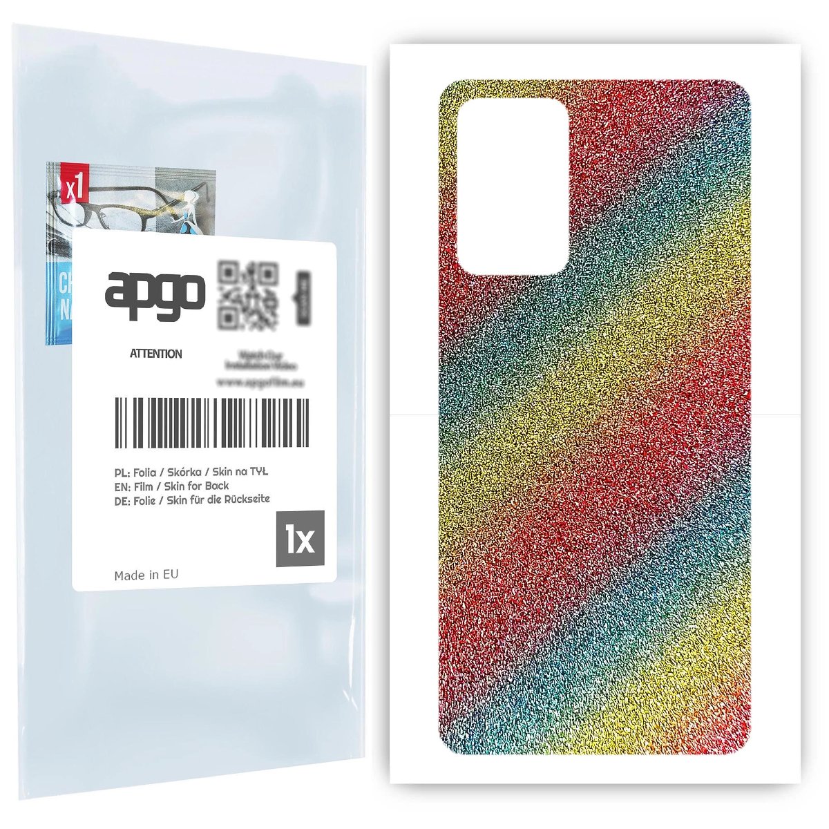 Folia naklejka skórka strukturalna na TYŁ do Samsung Galaxy A72 -  Brokat Tęcza - apgo SKINS