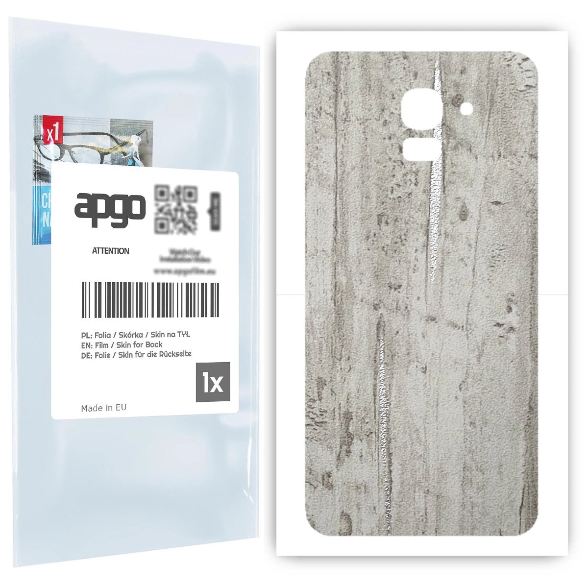 Folia naklejka skórka strukturalna na TYŁ do Samsung Galaxy J6 -  Beton Srebrne Paski - apgo SKINS