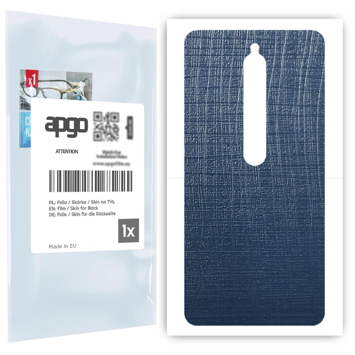 Folia naklejka skórka strukturalna na TYŁ do Xiaomi Redmi 8 -  Tkanina Granatowa - apgo SKINS