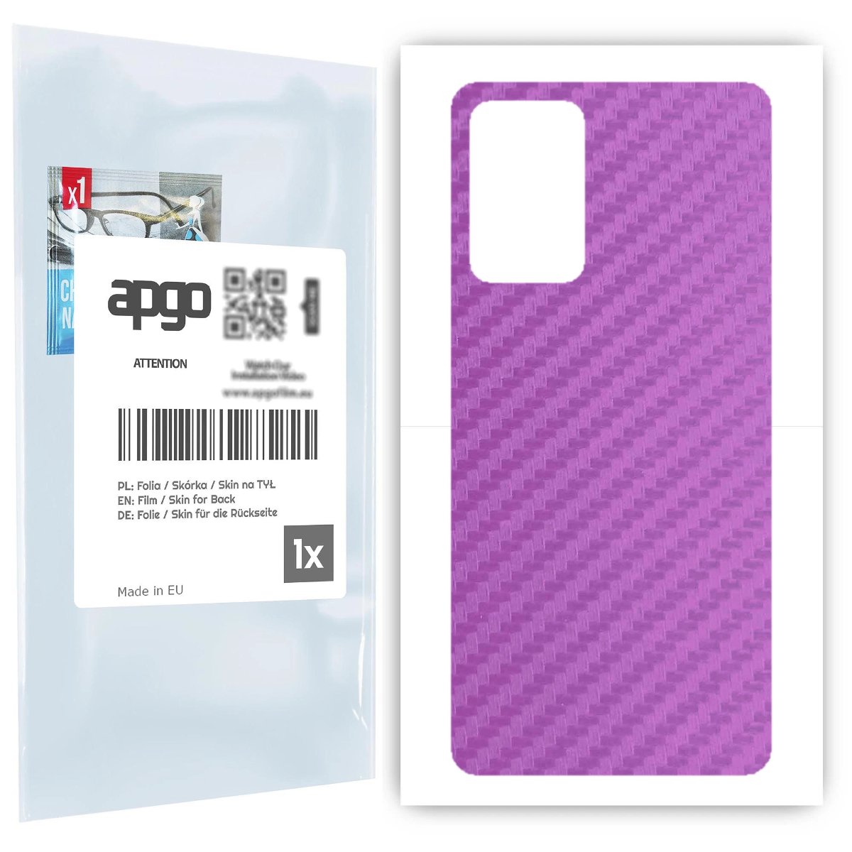 Folia naklejka skórka strukturalna na TYŁ do Samsung Galaxy A72 -  Carbon Fioletowy - apgo SKINS