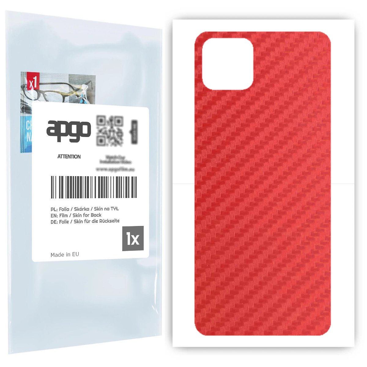 Folia naklejka skórka strukturalna na TYŁ do Oppo A72 -  Carbon Czerwony - apgo SKINS