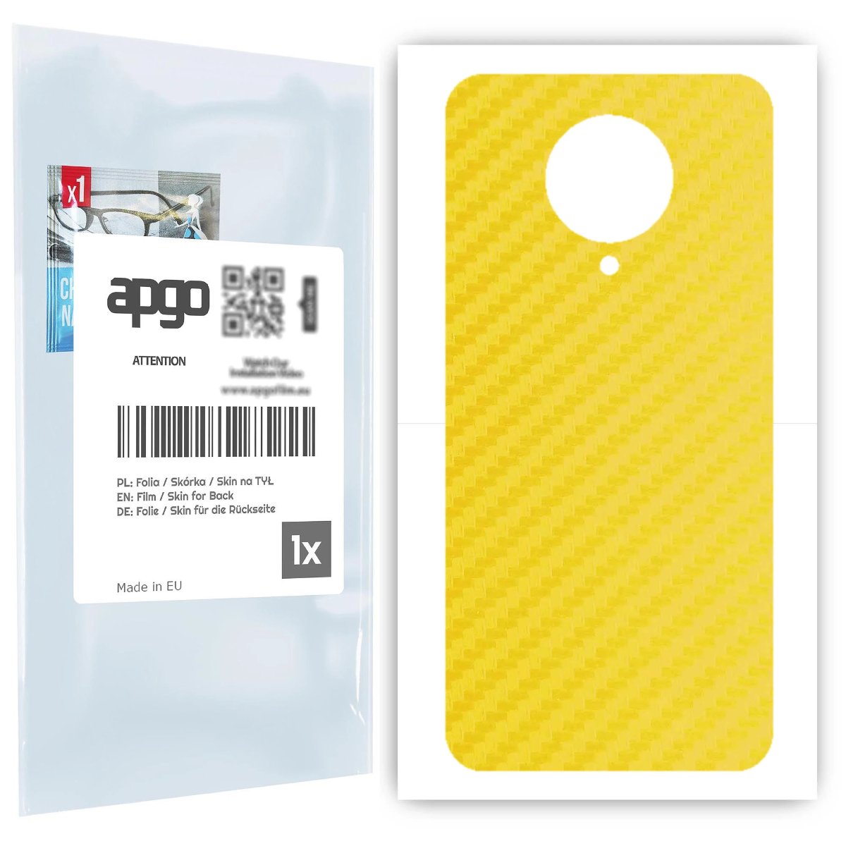 Folia naklejka skórka strukturalna na TYŁ do Xiaomi Poco F2 Pro -  Carbon Żółty - apgo SKINS