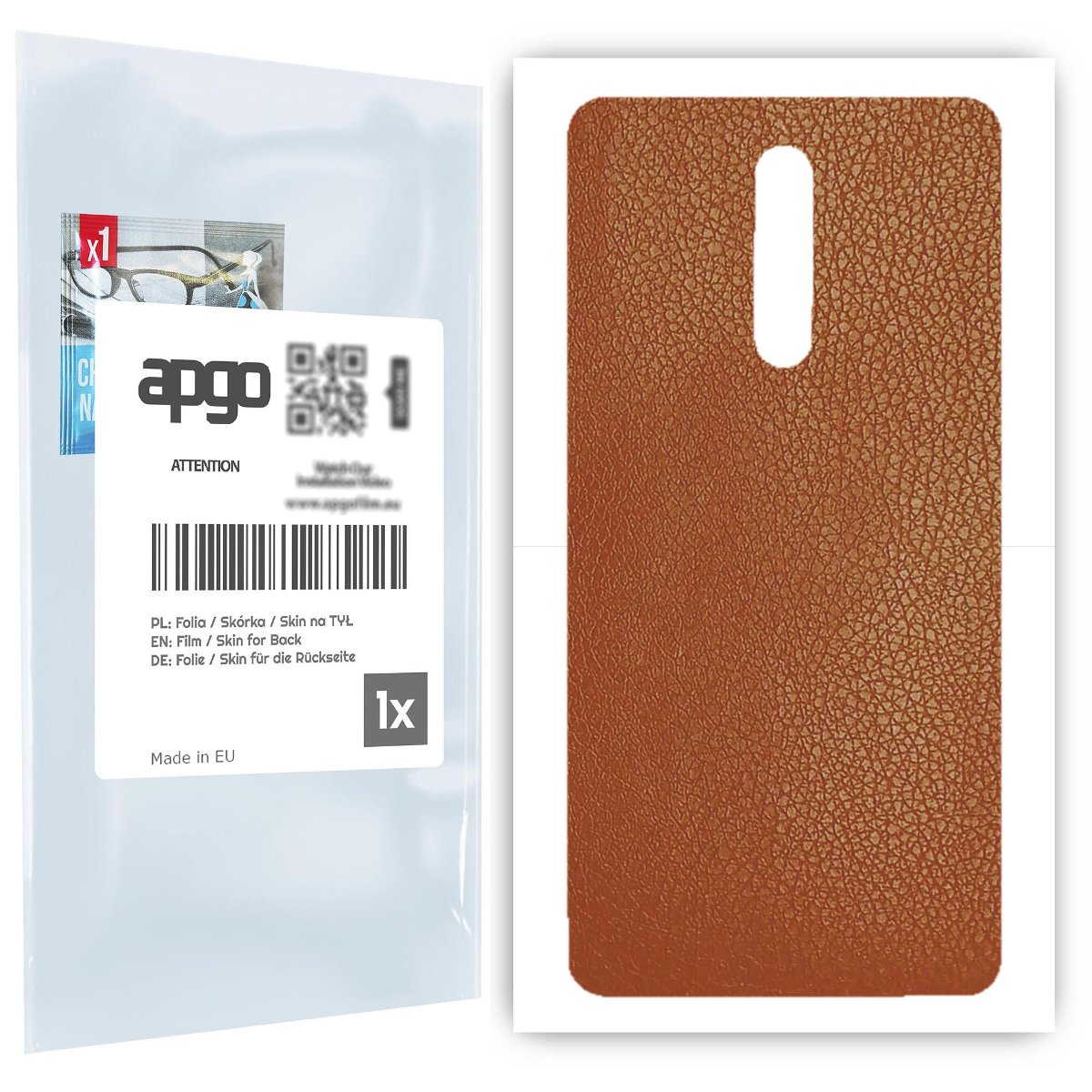 Folia naklejka skórka strukturalna na TYŁ do Nokia 8 -  Skóra Brązowa - apgo SKINS