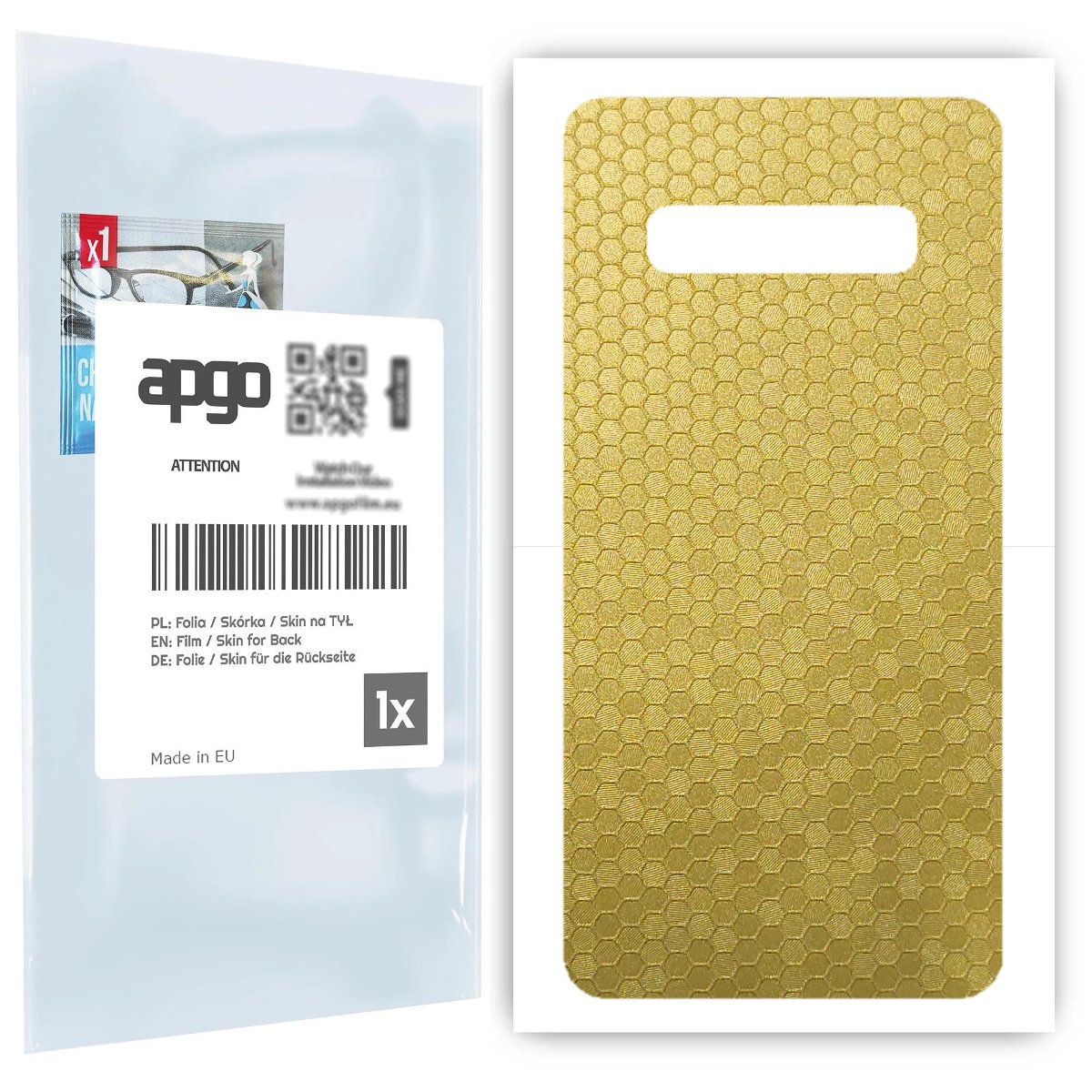 Folia naklejka skórka strukturalna na TYŁ do Samsung Galaxy S10 -  Plaster Miodu Złoty - apgo SKINS