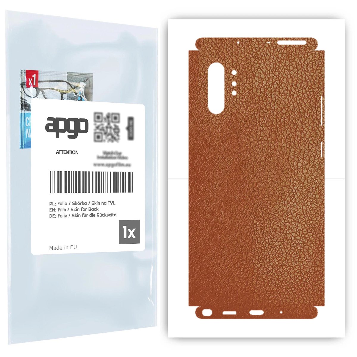 Folia naklejka skórka strukturalna na TYŁ+BOKI do Samsung Galaxy Note 10+ 5G -  Skóra Brązowa - apgo SKINS