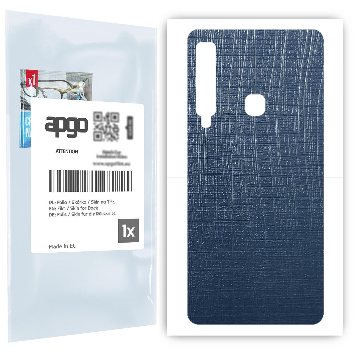 Folia naklejka skórka strukturalna na TYŁ do Samsung Galaxy A9 (2018) -  Tkanina Granatowa - apgo SKINS