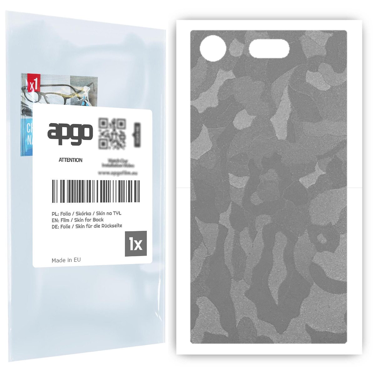 Folia naklejka skórka strukturalna na TYŁ do Sony Xperia XZ1 Compact -  Moro | Camo Srebrny - apgo SKINS