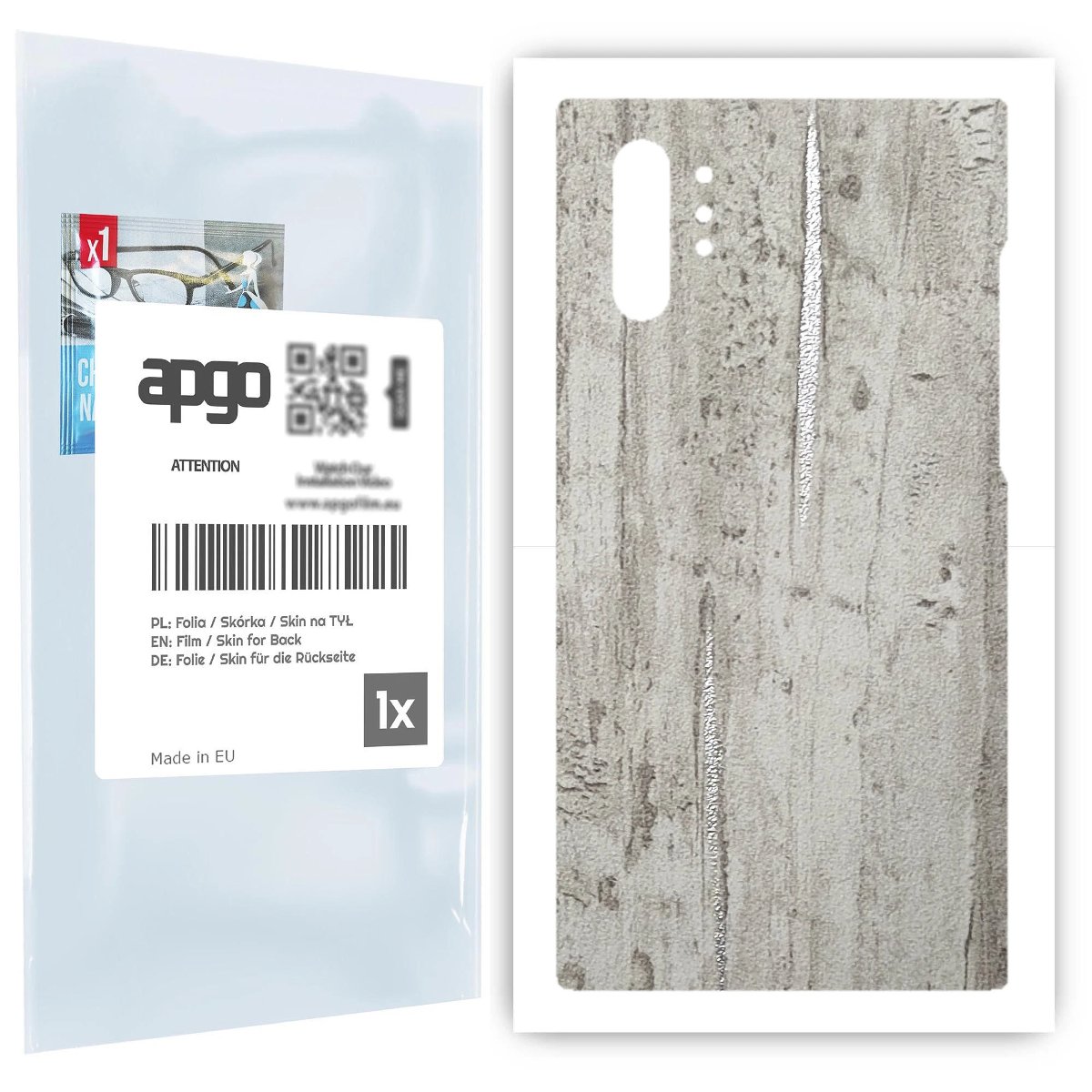 Folia naklejka skórka strukturalna na TYŁ do Samsung Galaxy Note 10+ -  Beton Srebrne Paski - apgo SKINS