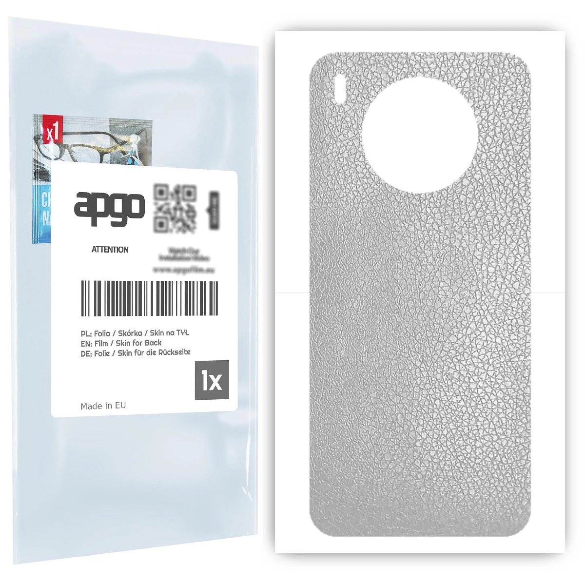 Folia naklejka skórka strukturalna na TYŁ do Huawei Nova 8i -  Skóra Srebrna - apgo SKINS