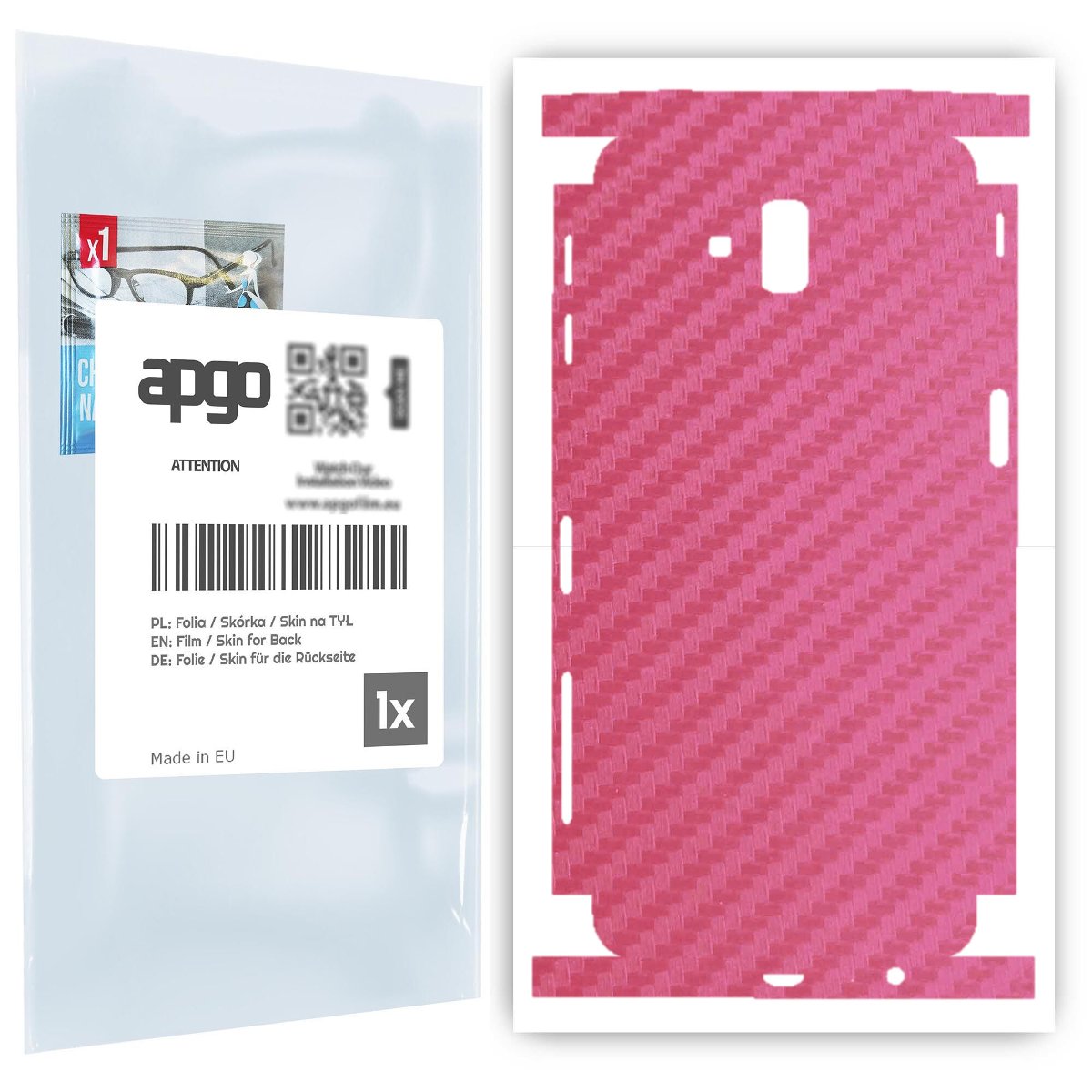 Folia naklejka skórka strukturalna na TYŁ+BOKI do Samsung Galaxy J6+ -  Carbon Różowy - apgo SKINS