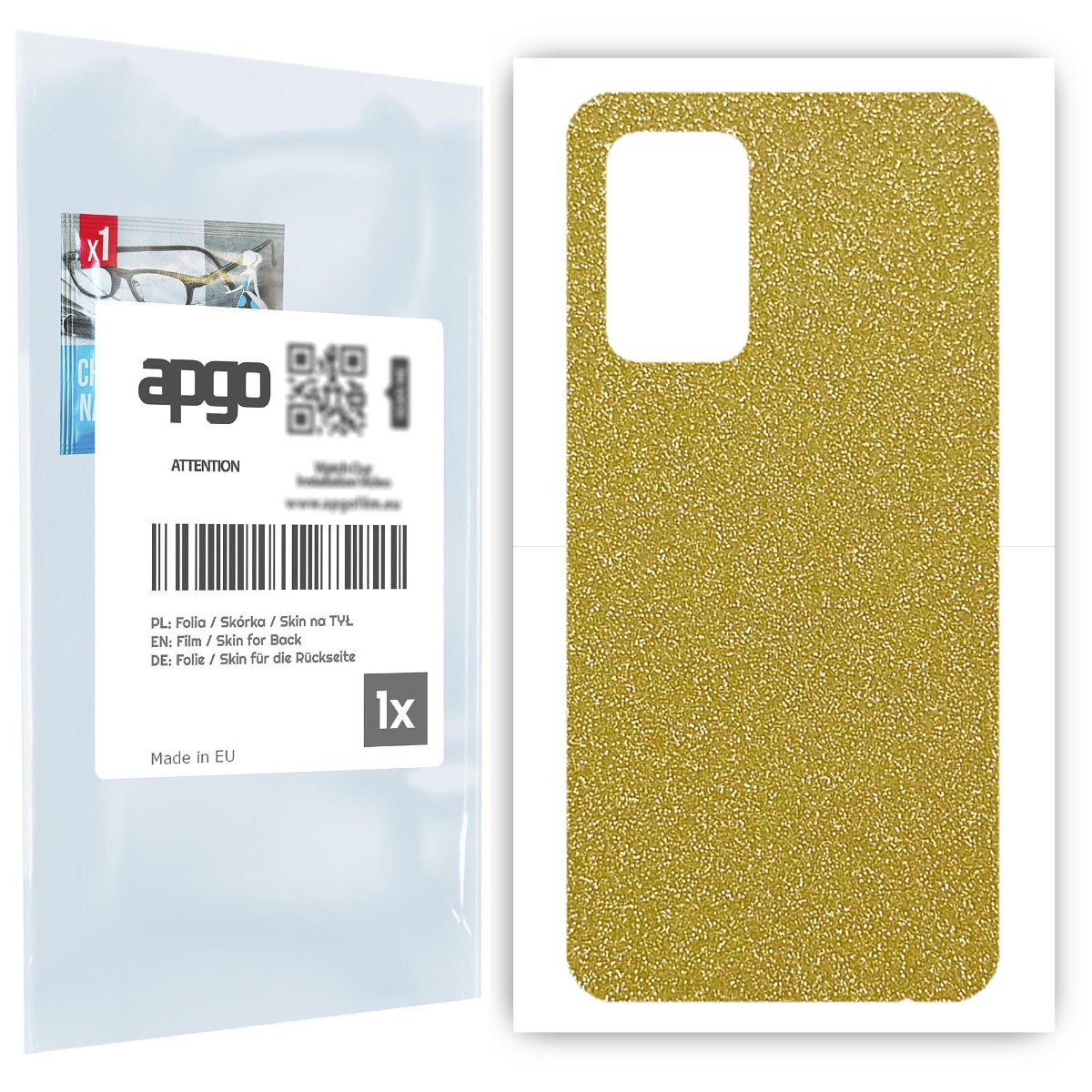 Folia naklejka skórka strukturalna na TYŁ do Samsung Galaxy A52 4G -  Brokat Złoty - apgo SKINS