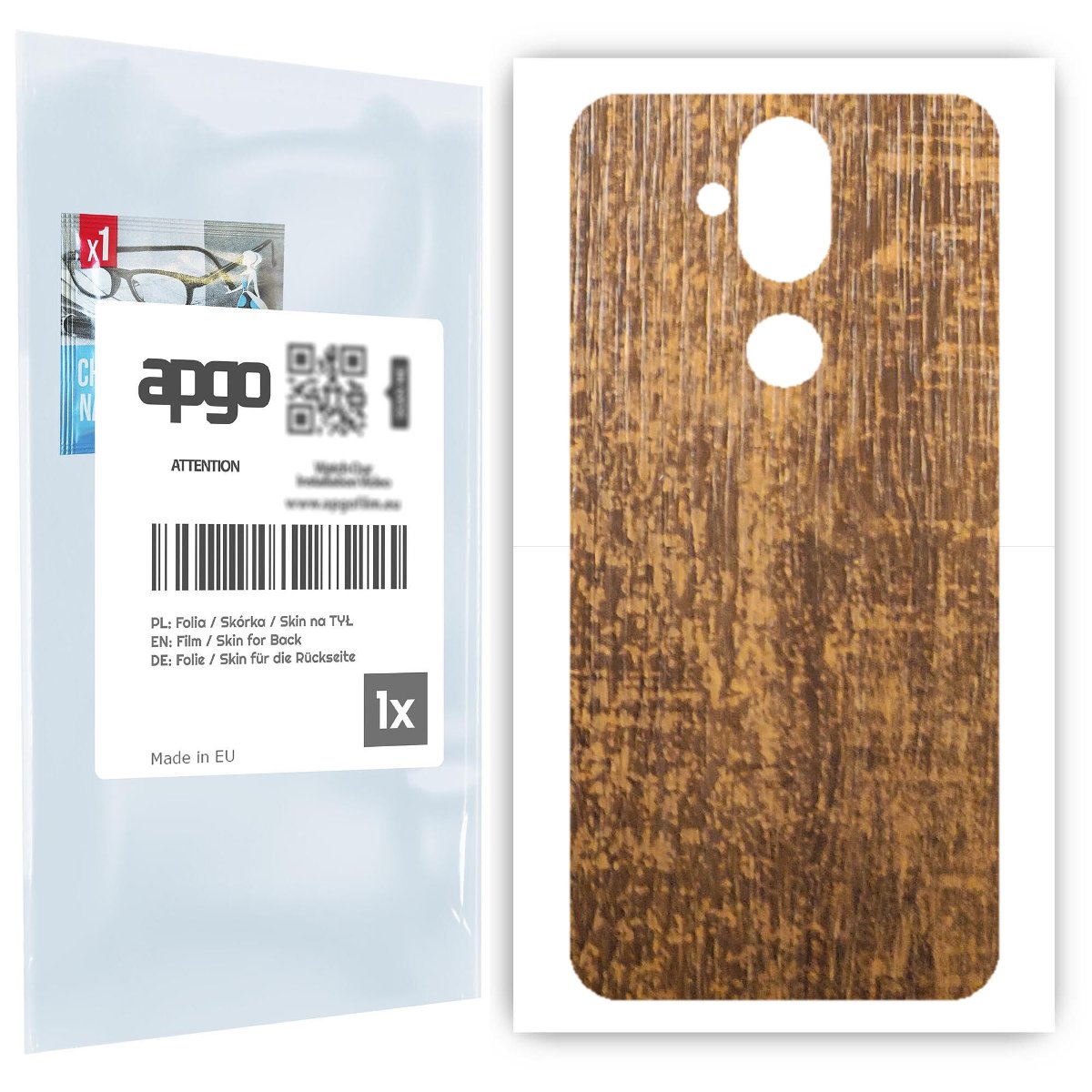 Folia naklejka skórka strukturalna na TYŁ do Nokia 8.1 (Nokia X7) -  Drewno Dąb Stary - apgo SKINS
